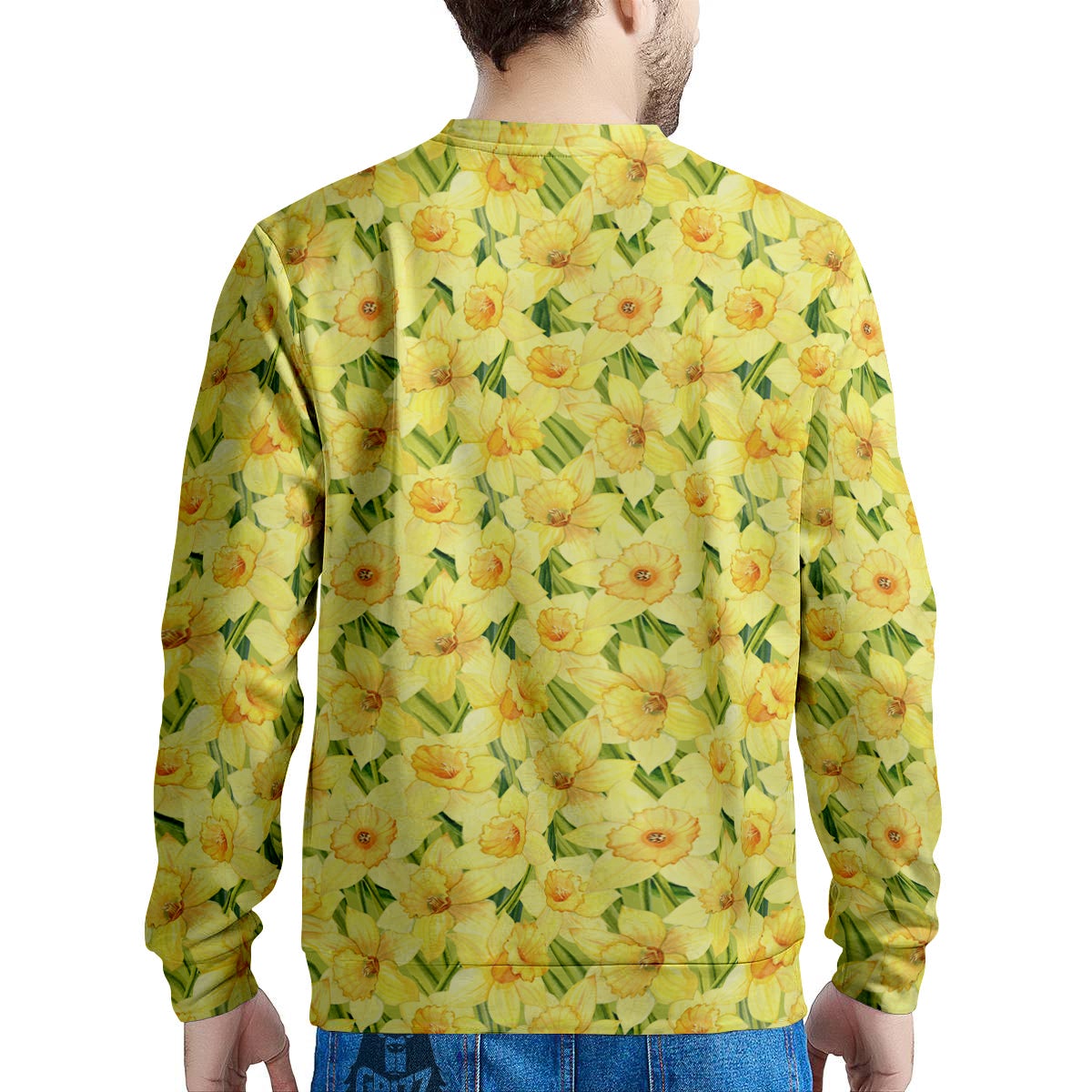 Flower Daffodil Watercolor Print Pattern Men's Sweatshirt-grizzshop