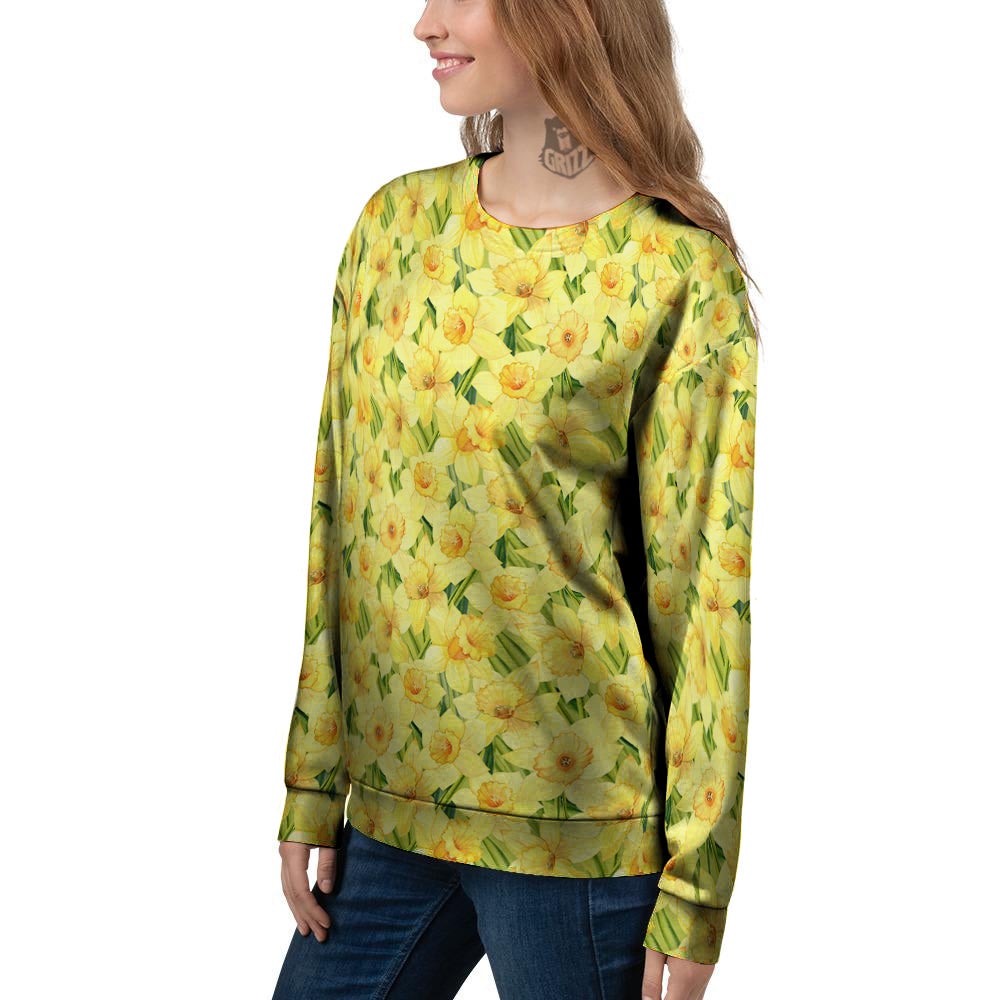 Flower Daffodil Watercolor Print Pattern Women's Sweatshirt-grizzshop