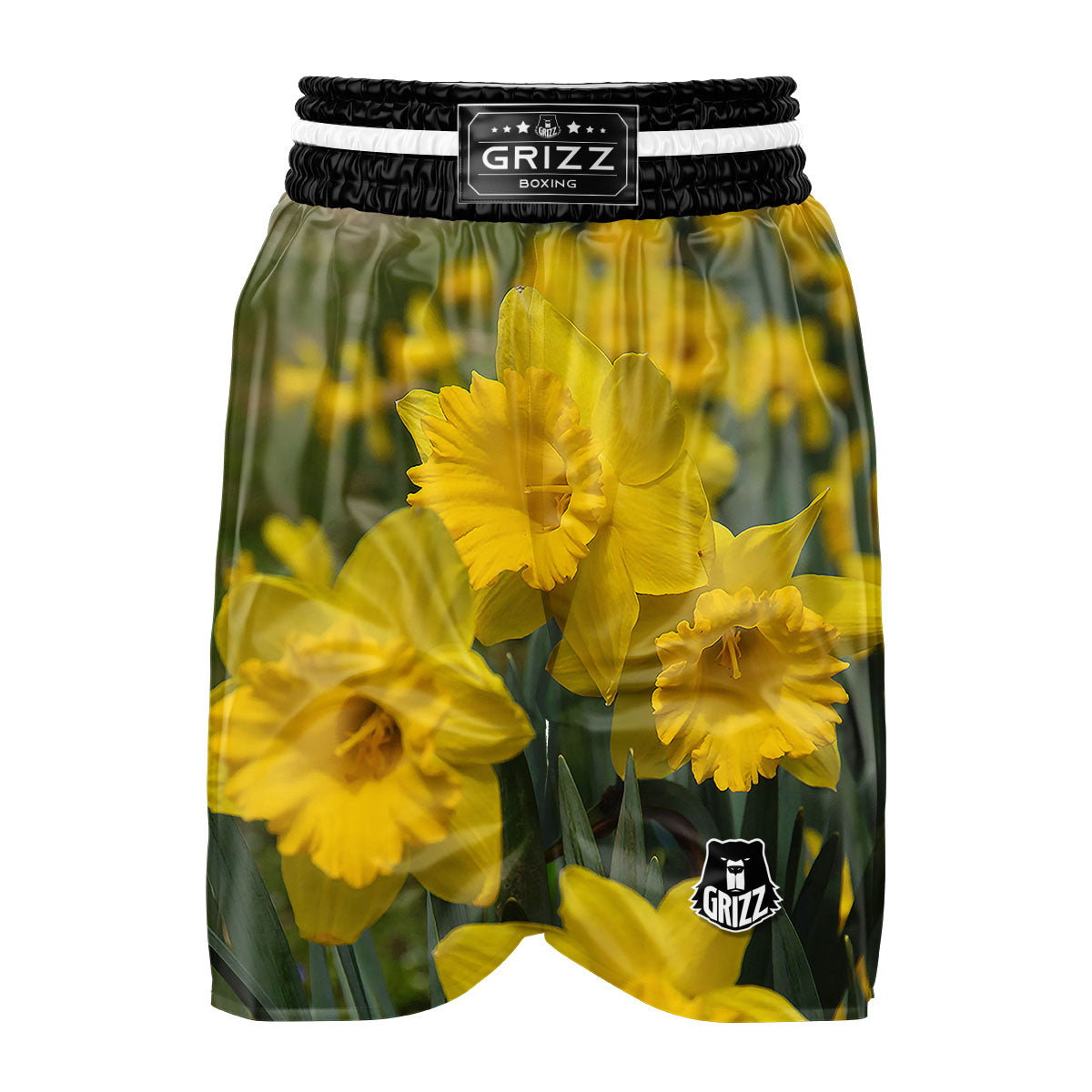 Flower Daffodil Yellow Print Boxing Shorts-grizzshop