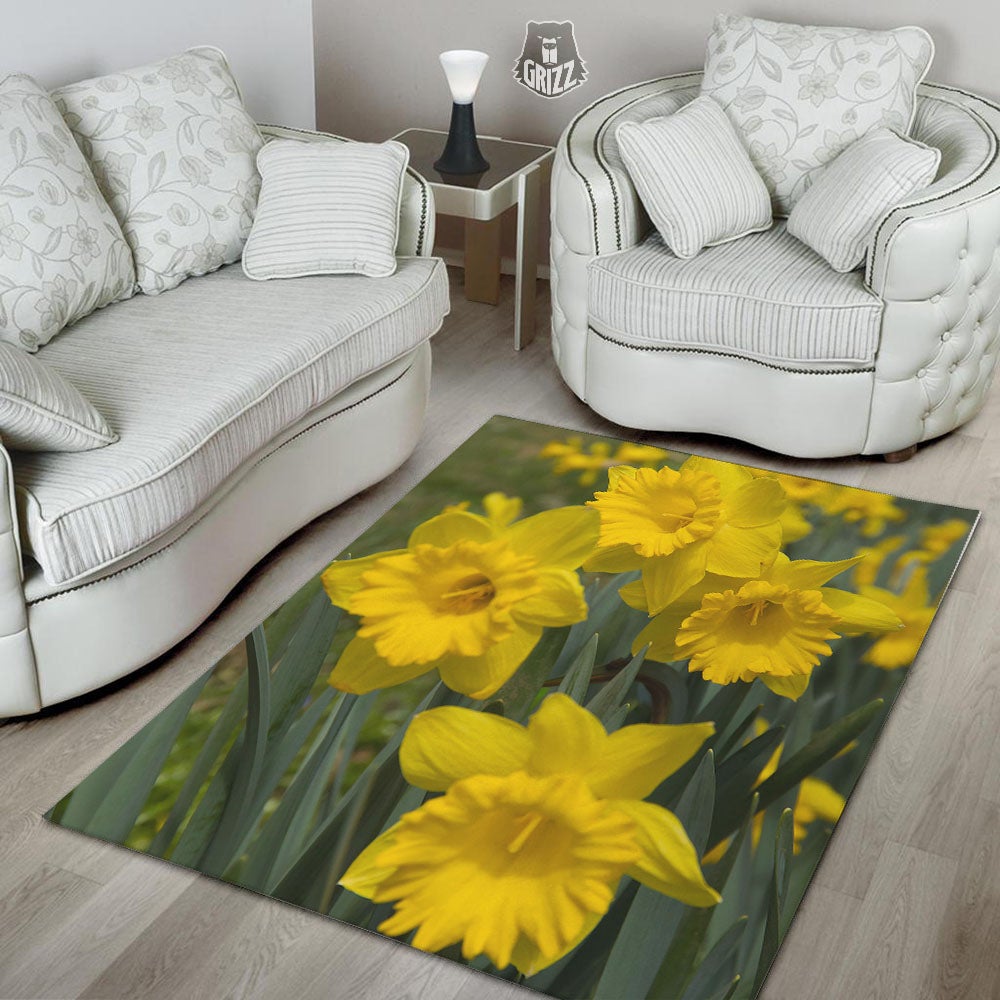 Flower Daffodil Yellow Print Floor Mat-grizzshop