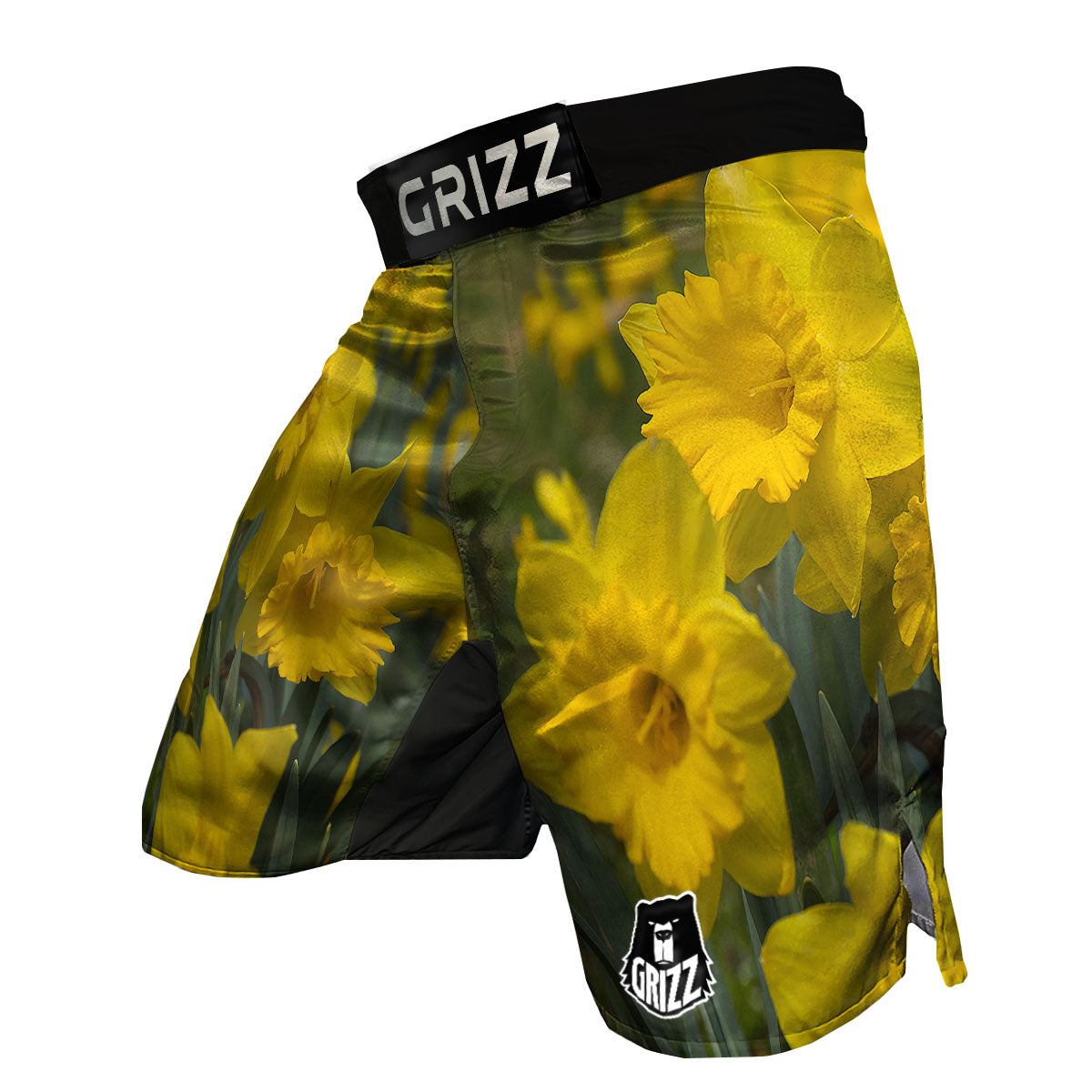 Flower Daffodil Yellow Print MMA Shorts-grizzshop