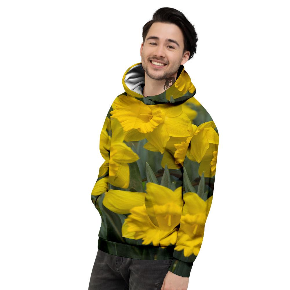 Flower Daffodil Yellow Print Men's Hoodie-grizzshop