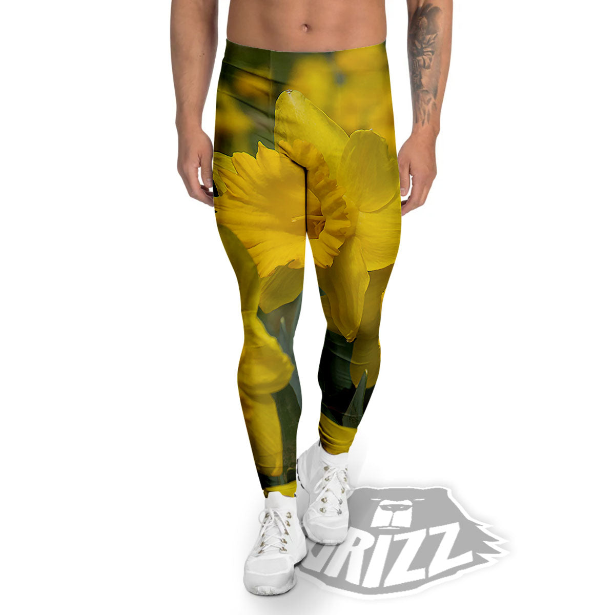 Flower Daffodil Yellow Print Men's Leggings-grizzshop