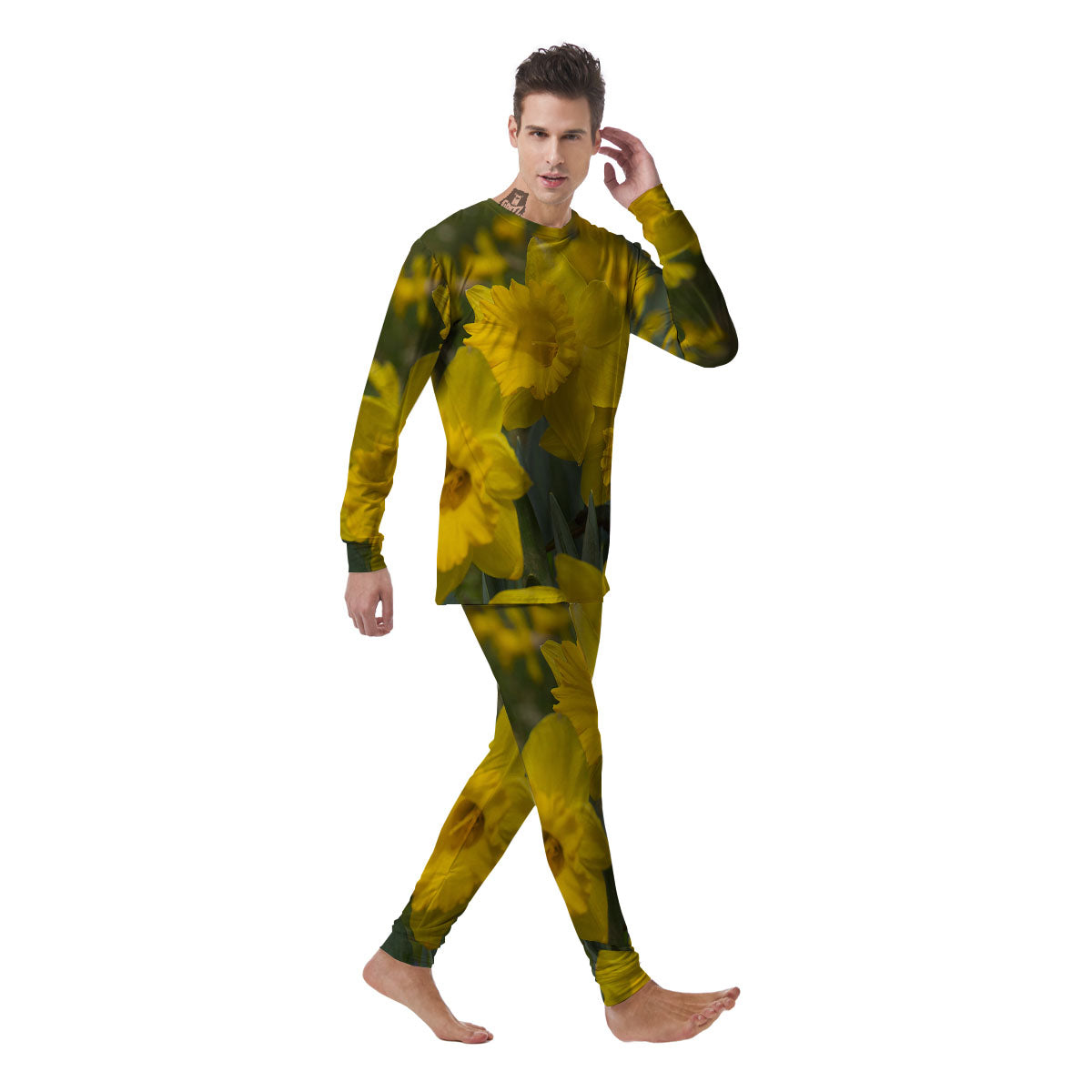 Flower Daffodil Yellow Print Men's Pajamas-grizzshop