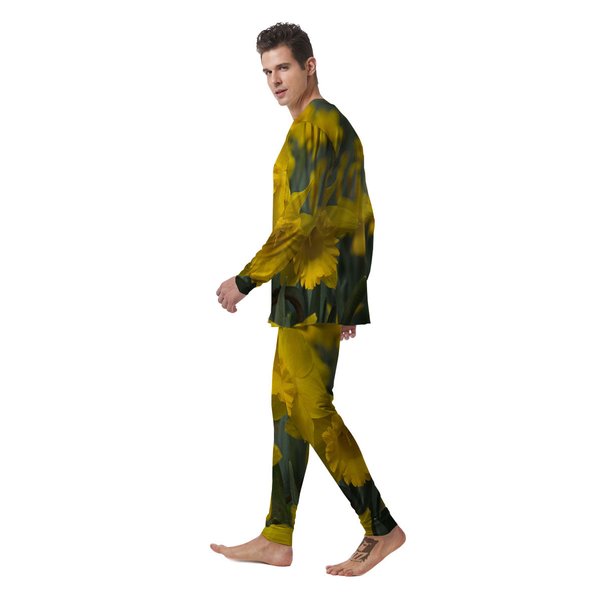 Flower Daffodil Yellow Print Men's Pajamas-grizzshop