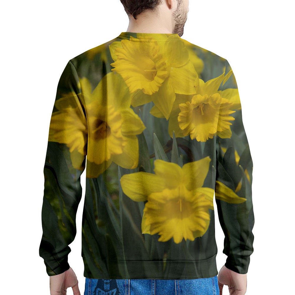 Flower Daffodil Yellow Print Men's Sweatshirt-grizzshop