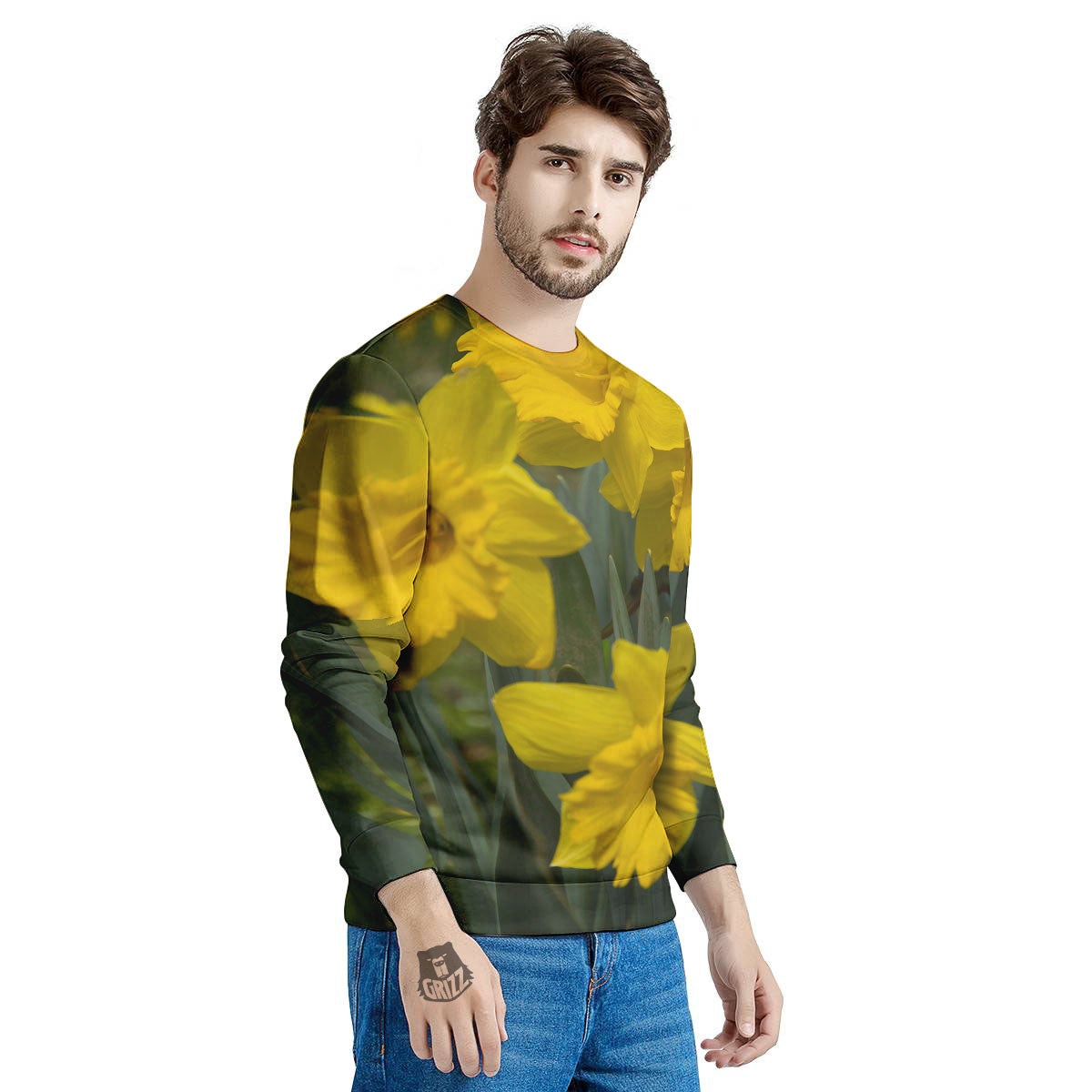 Flower Daffodil Yellow Print Men's Sweatshirt-grizzshop