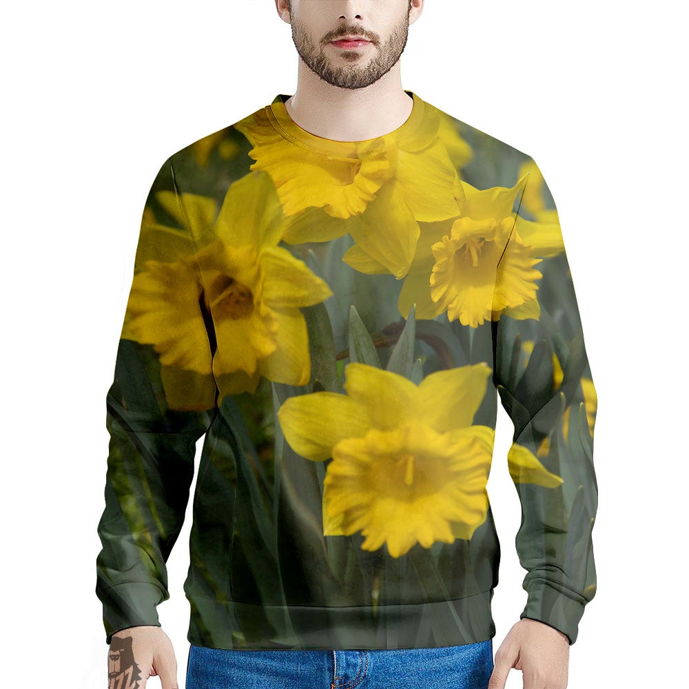 Flower Daffodil Yellow Print Men's Sweatshirt-grizzshop