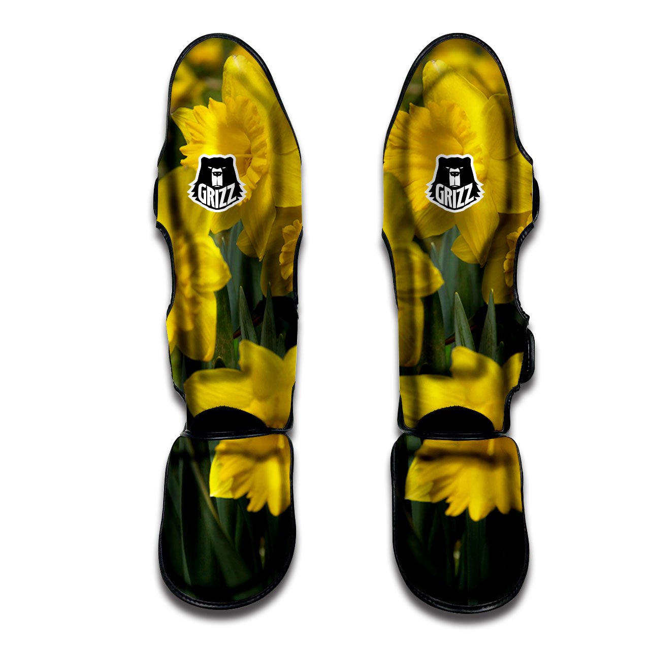 Flower Daffodil Yellow Print Muay Thai Shin Guards-grizzshop