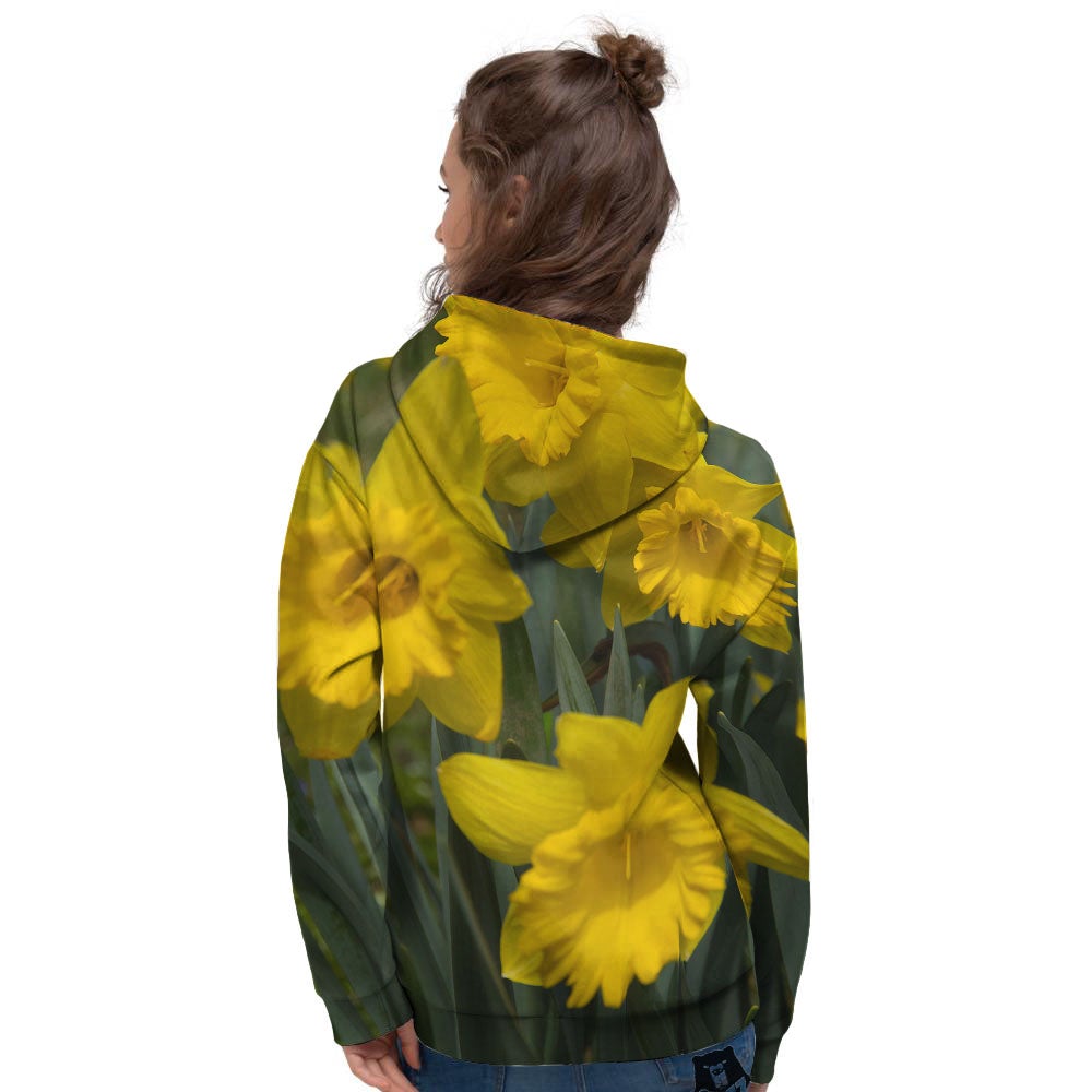 Flower Daffodil Yellow Print Women's Hoodie-grizzshop