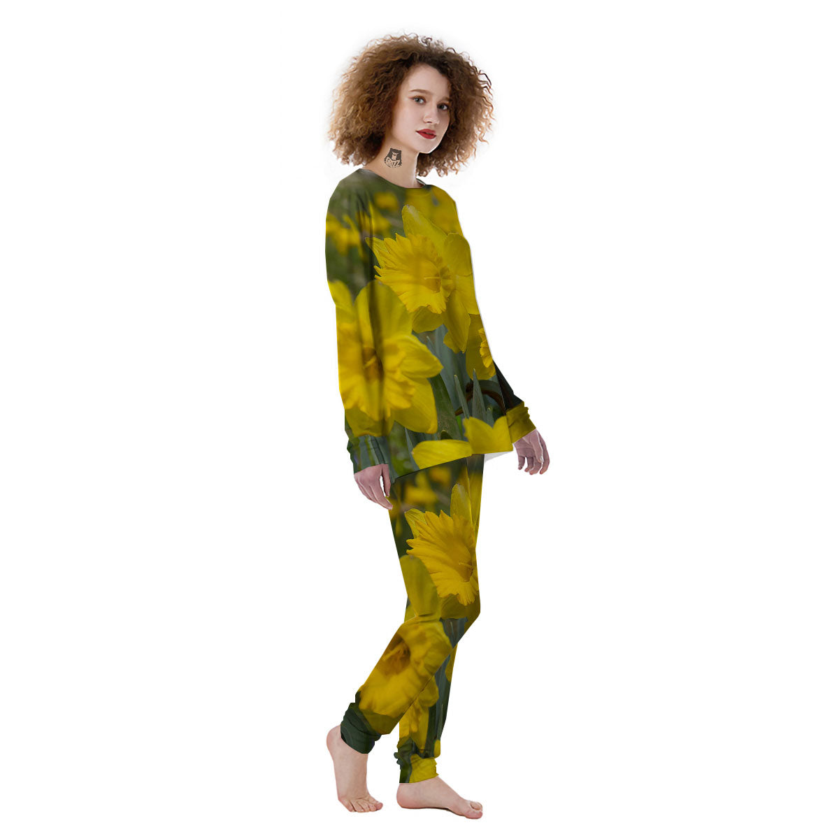 Flower Daffodil Yellow Print Women's Pajamas-grizzshop