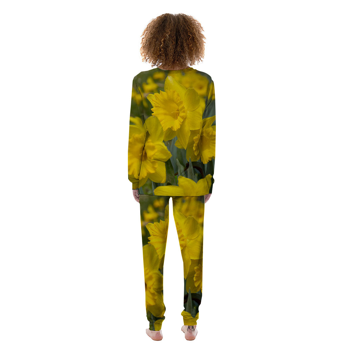 Flower Daffodil Yellow Print Women's Pajamas-grizzshop