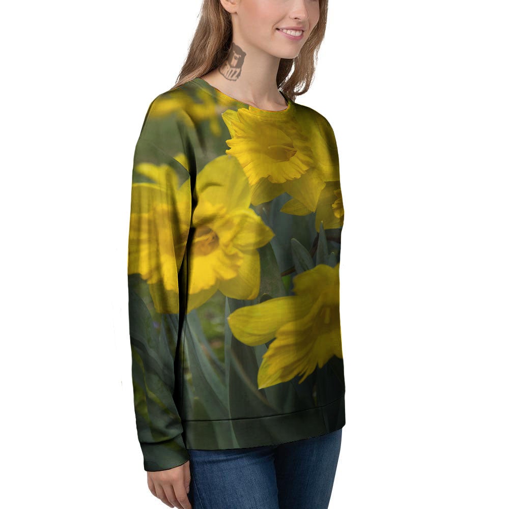 Flower Daffodil Yellow Print Women's Sweatshirt-grizzshop