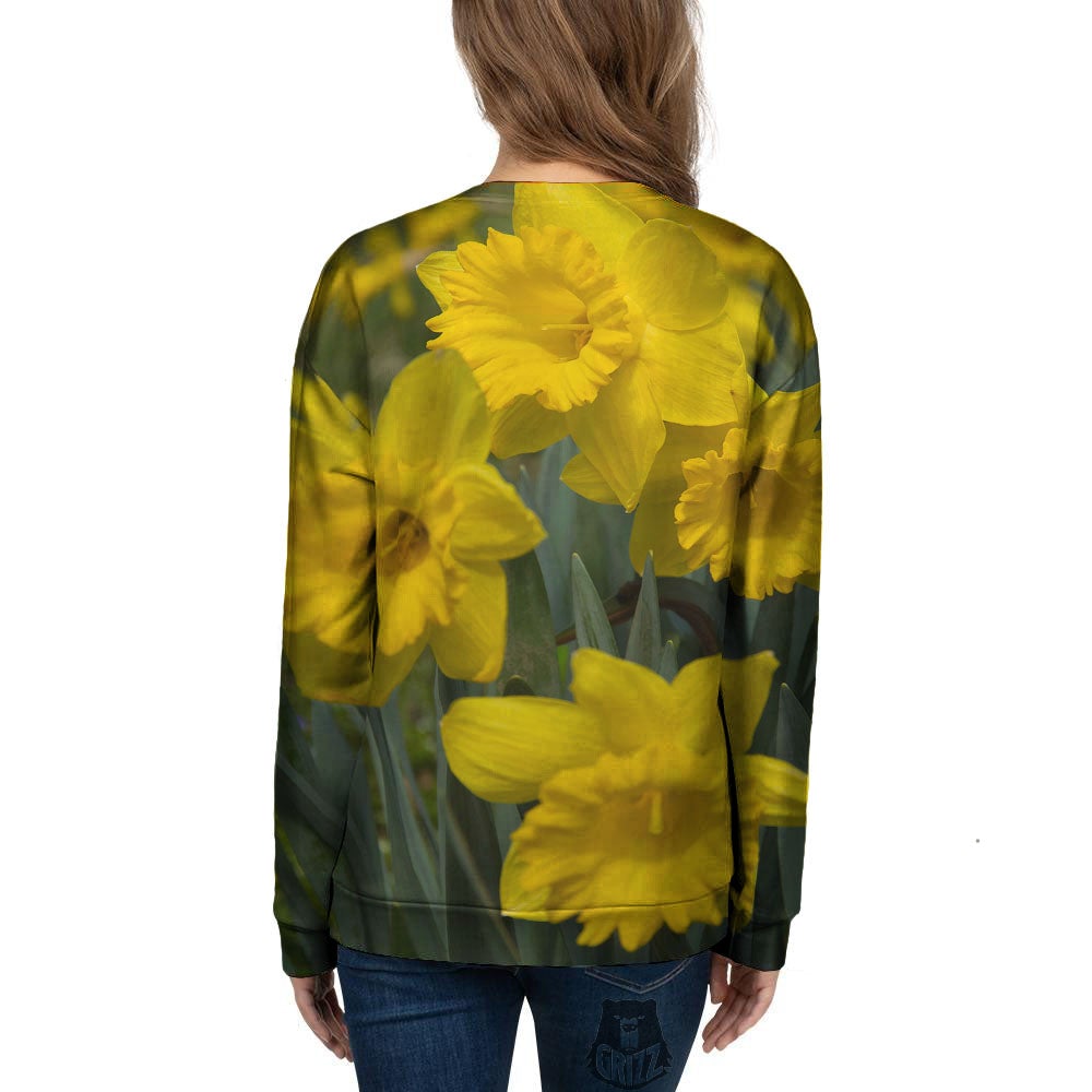 Flower Daffodil Yellow Print Women's Sweatshirt-grizzshop
