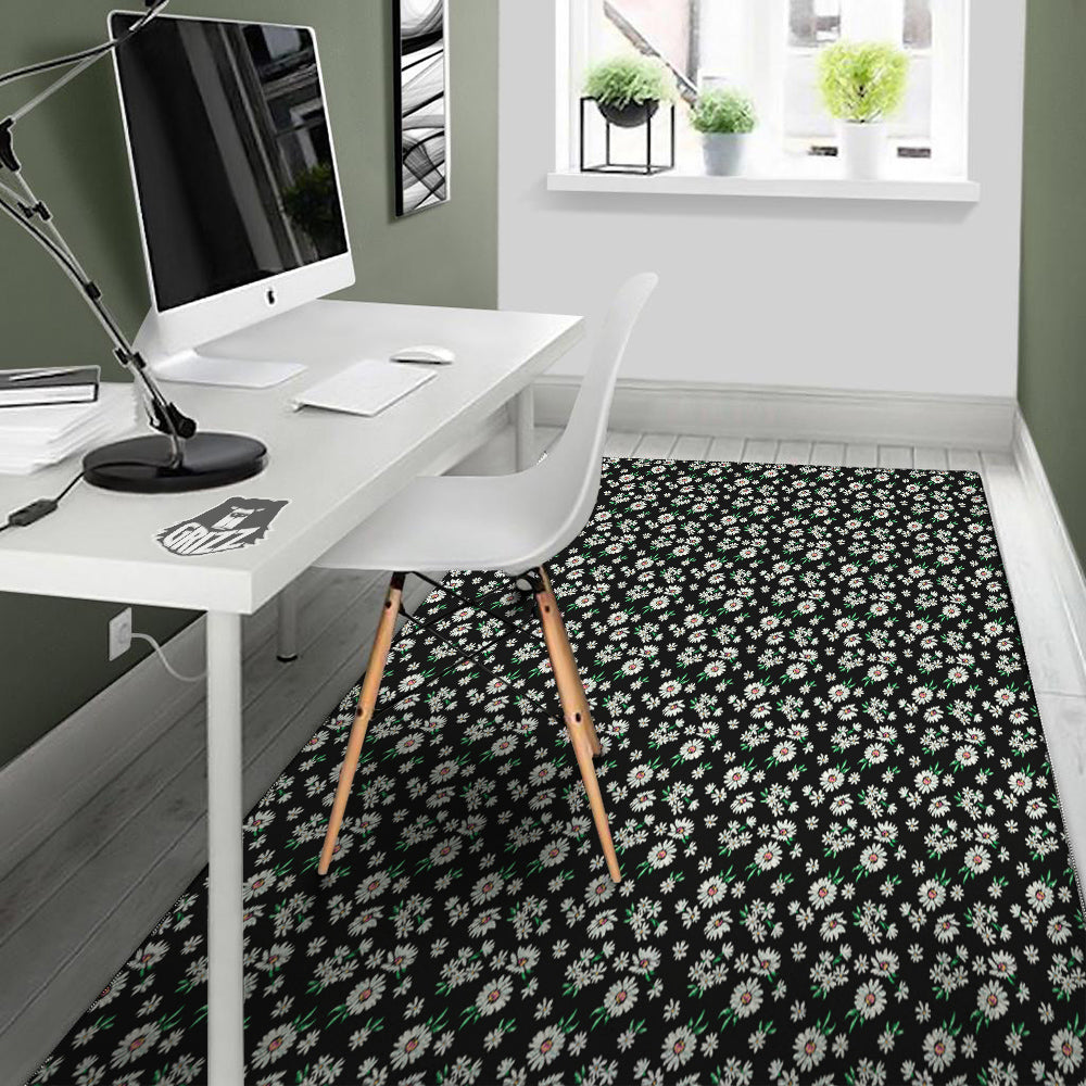 Flower Daisy Print Pattern Floor Mat-grizzshop