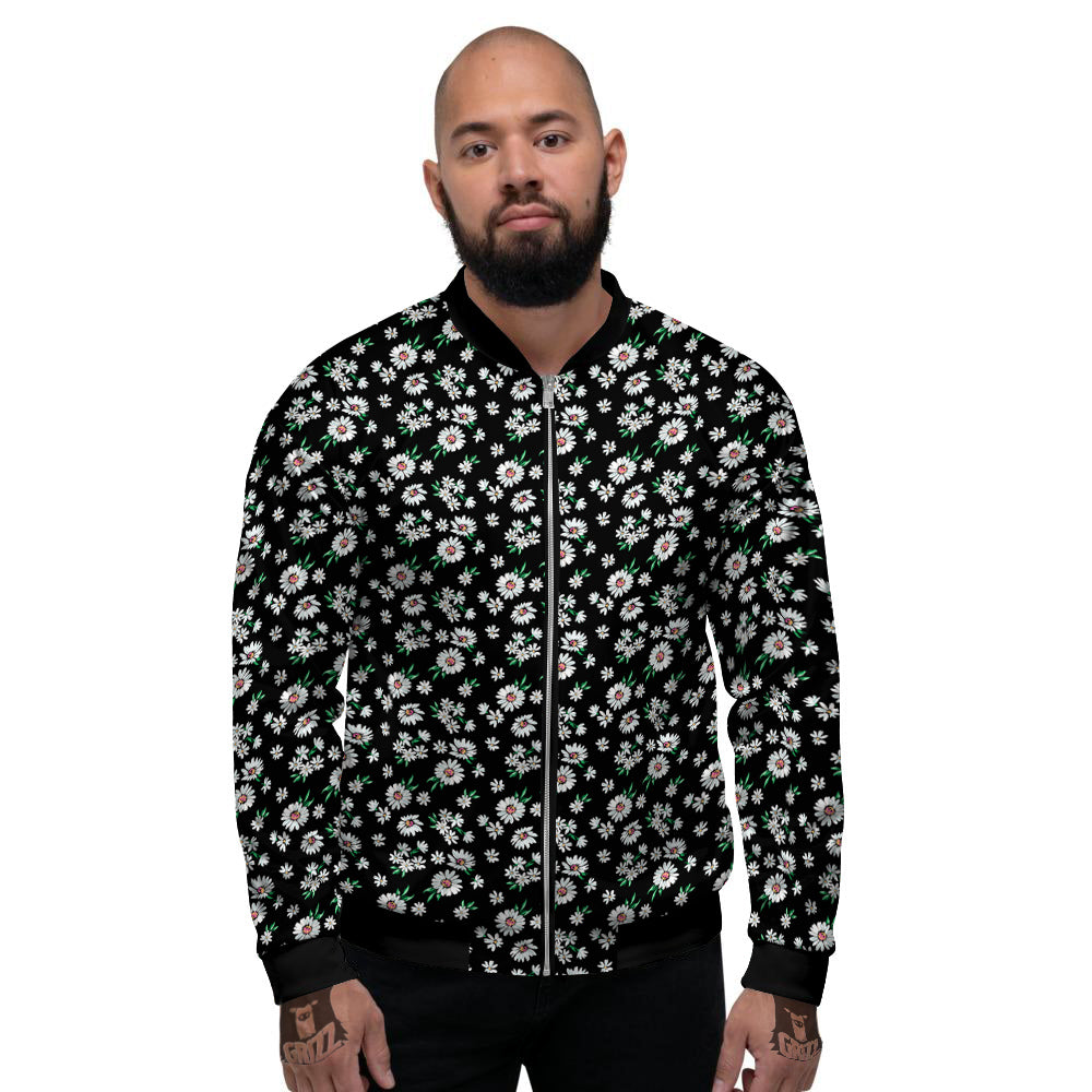 Flower Daisy Print Pattern Men's Bomber Jacket-grizzshop