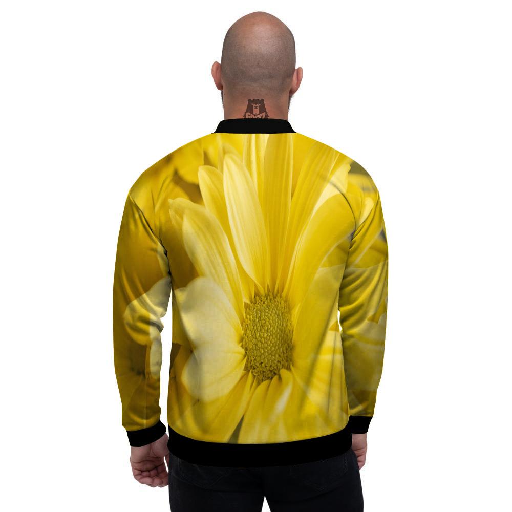 Flower Daisy Yellow Print Men's Bomber Jacket-grizzshop