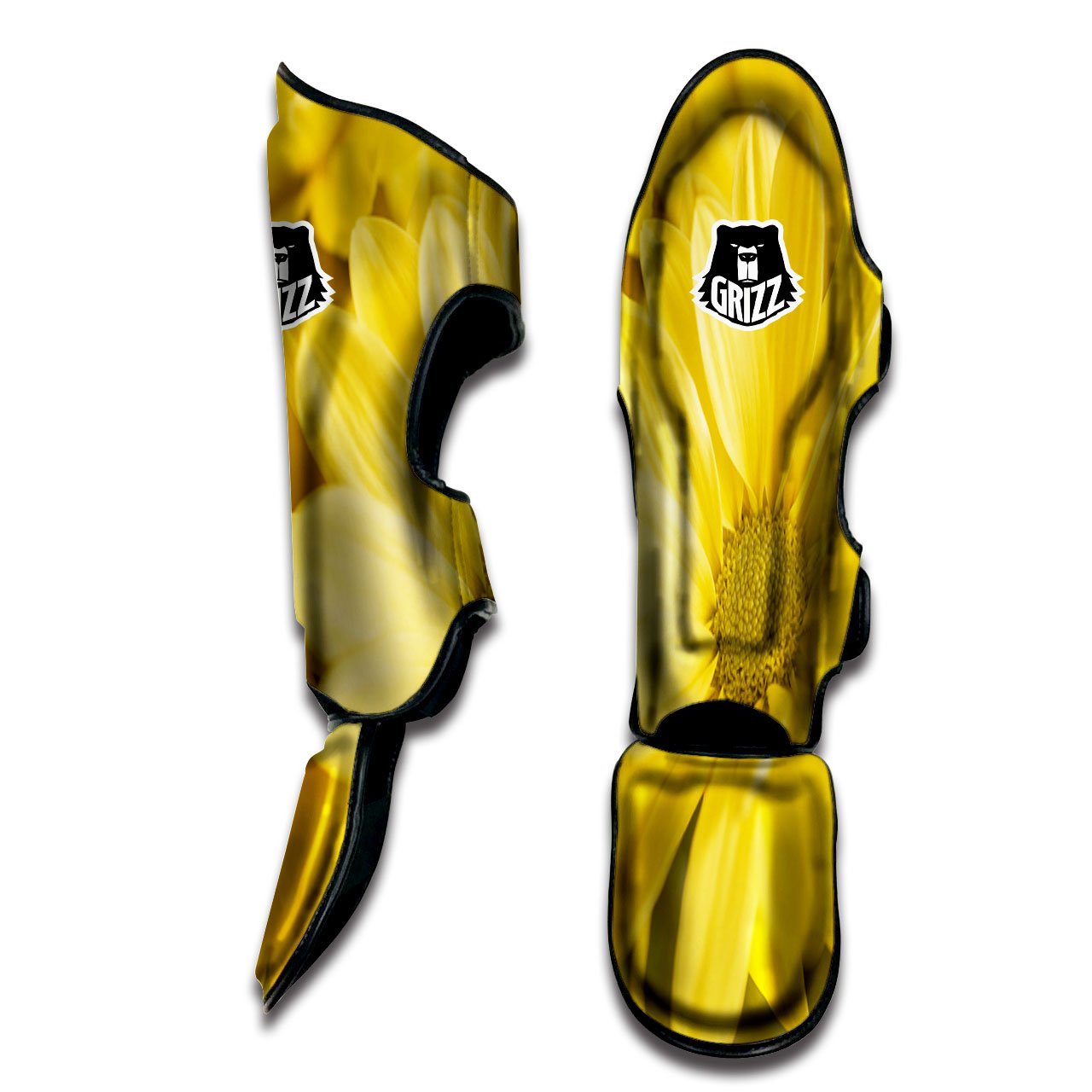 Flower Daisy Yellow Print Muay Thai Shin Guards-grizzshop