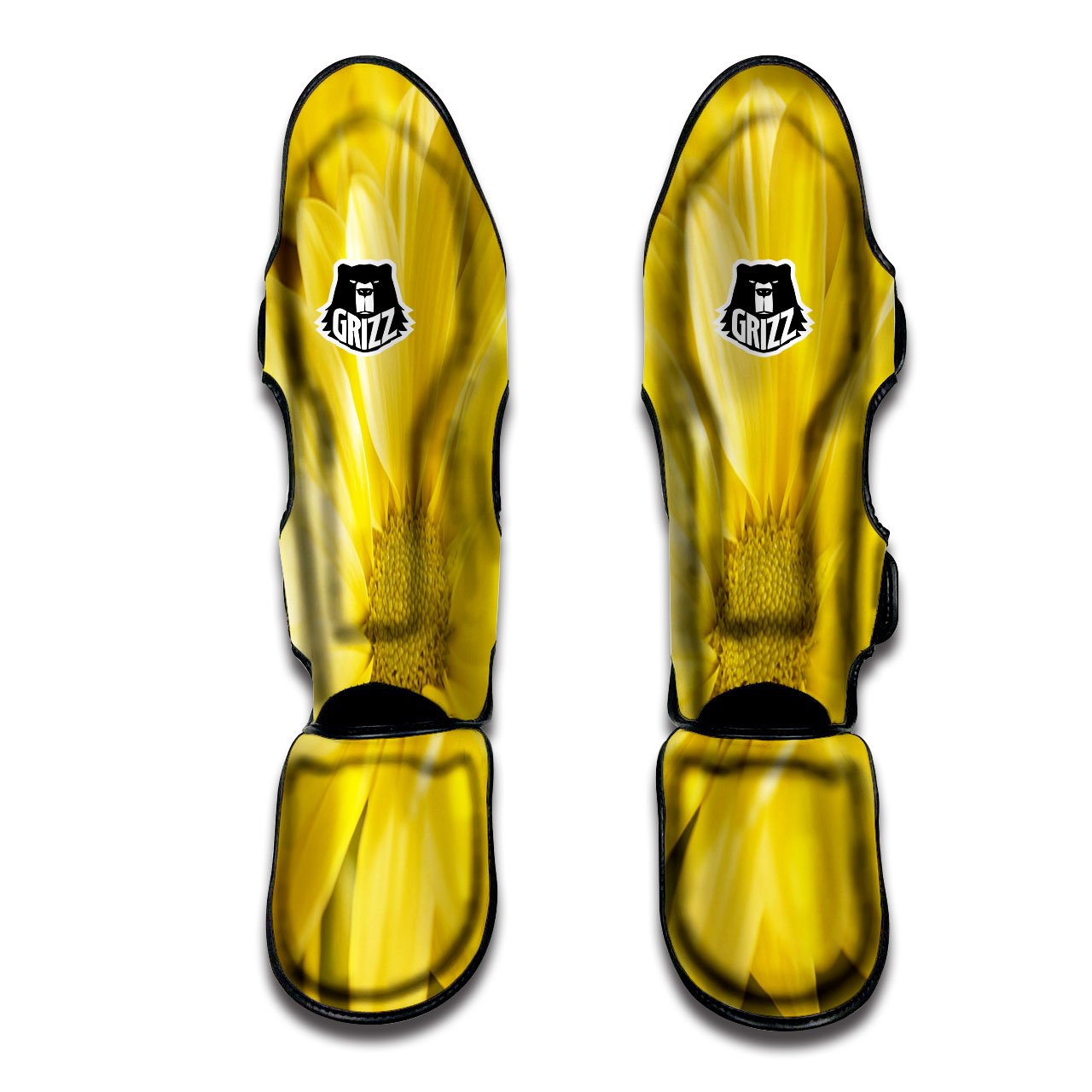 Flower Daisy Yellow Print Muay Thai Shin Guards-grizzshop