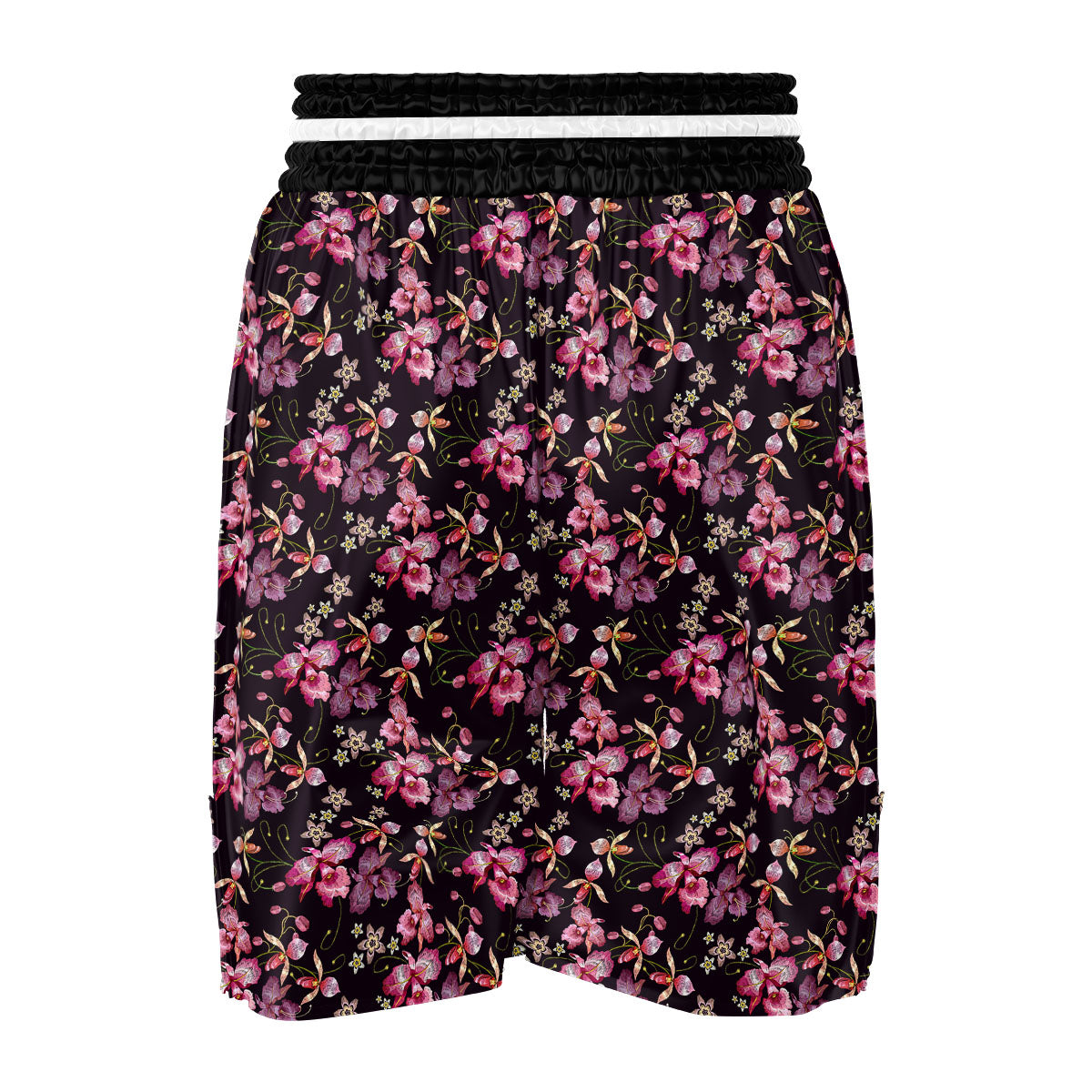 Flower Embroidery Orchid Print Pattern Boxing Shorts-grizzshop