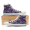 Flower Floral Purple Print Pattern White High Top Shoes-grizzshop