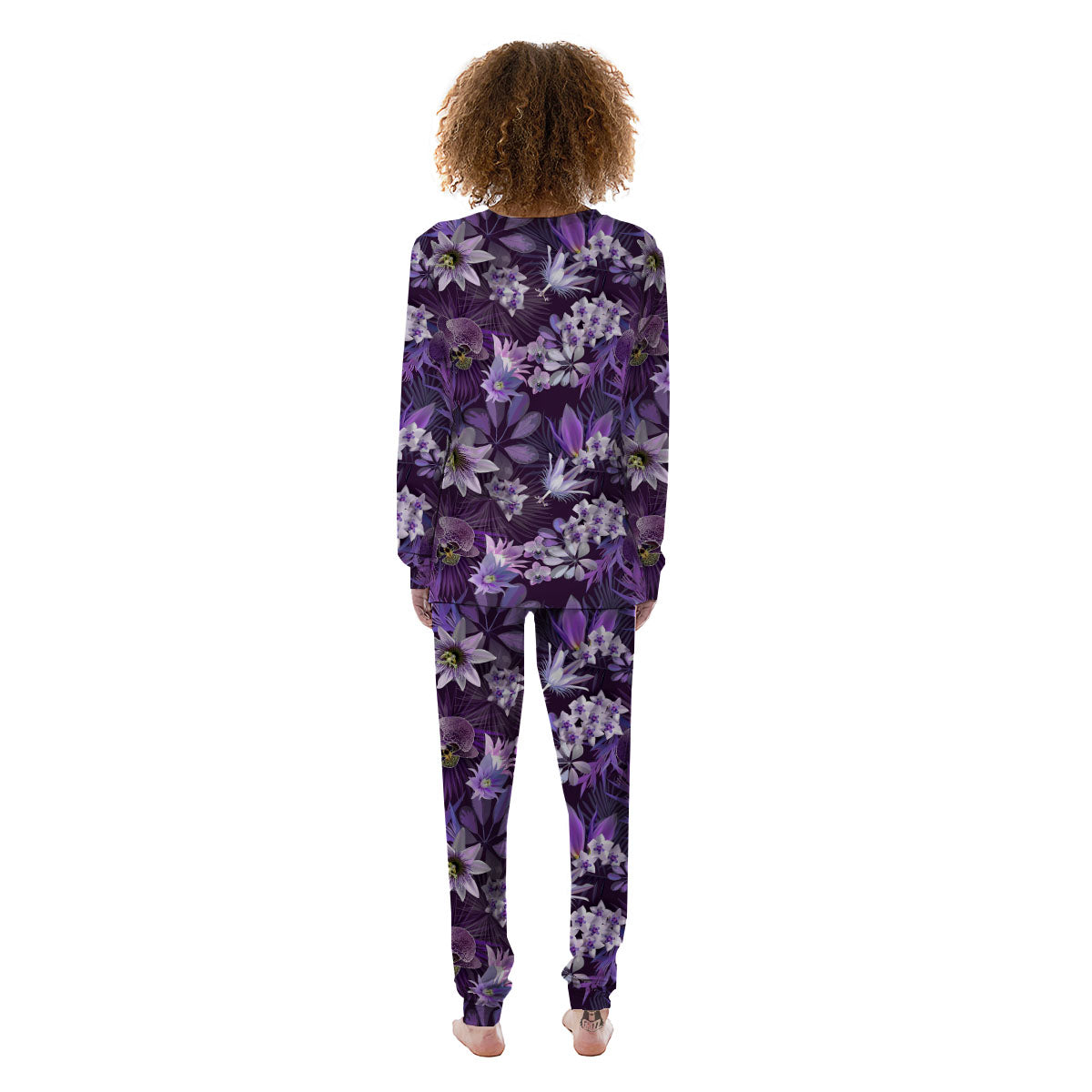 Flower Floral Purple Print Pattern Women's Pajamas-grizzshop