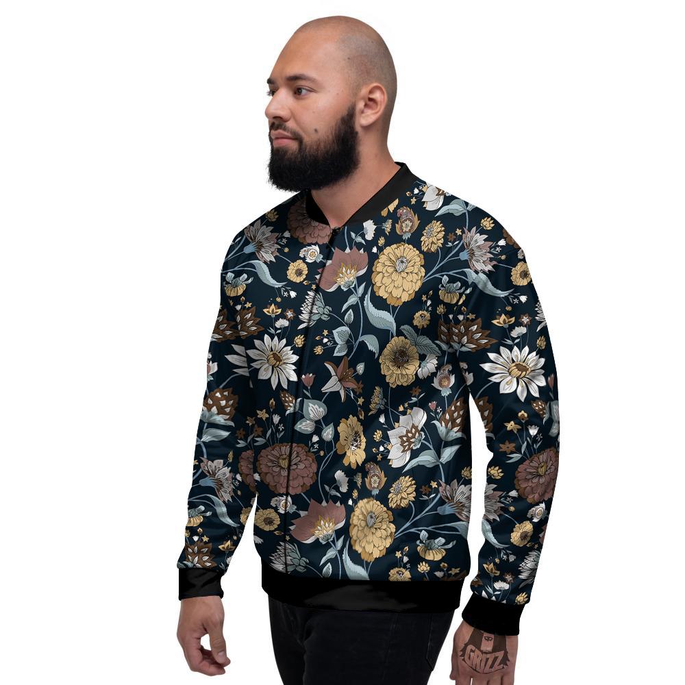 Flower Floral Vintage Print Pattern Men's Bomber Jacket-grizzshop