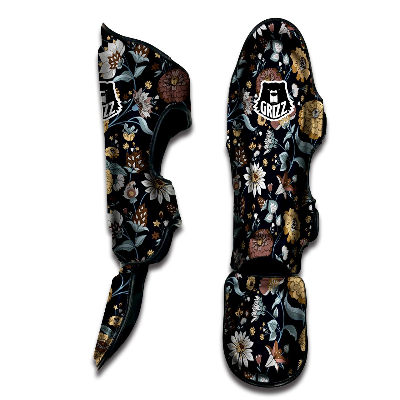 Flower Floral Vintage Print Pattern Muay Thai Shin Guards-grizzshop