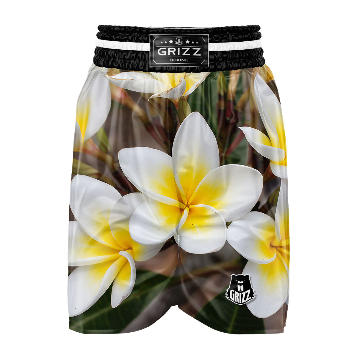 Flower Frangipani Print Boxing Shorts-grizzshop