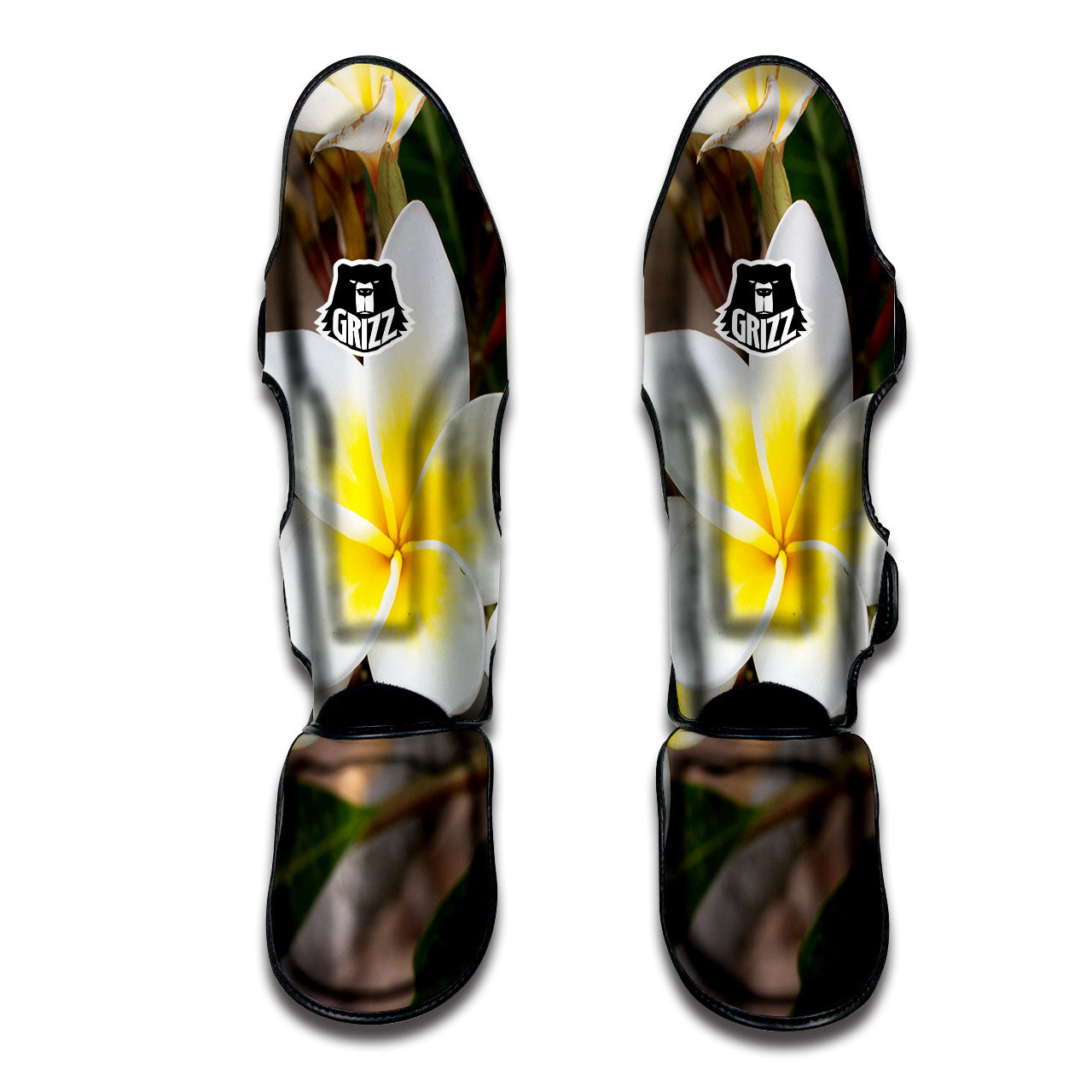 Flower Frangipani Print Muay Thai Shin Guards-grizzshop