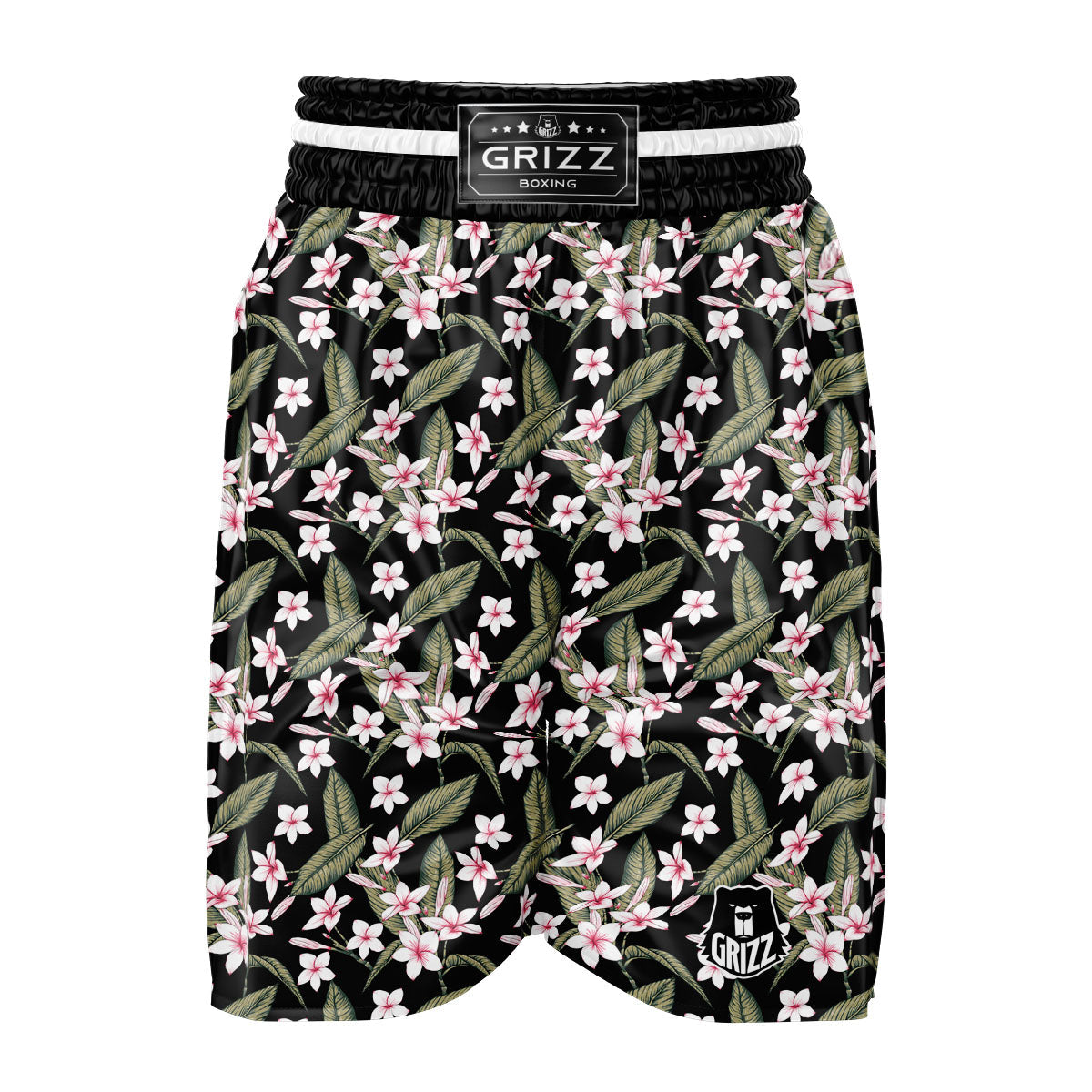 Flower Frangipani Print Pattern Boxing Shorts-grizzshop
