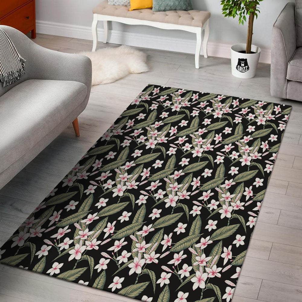 Flower Frangipani Print Pattern Floor Mat-grizzshop