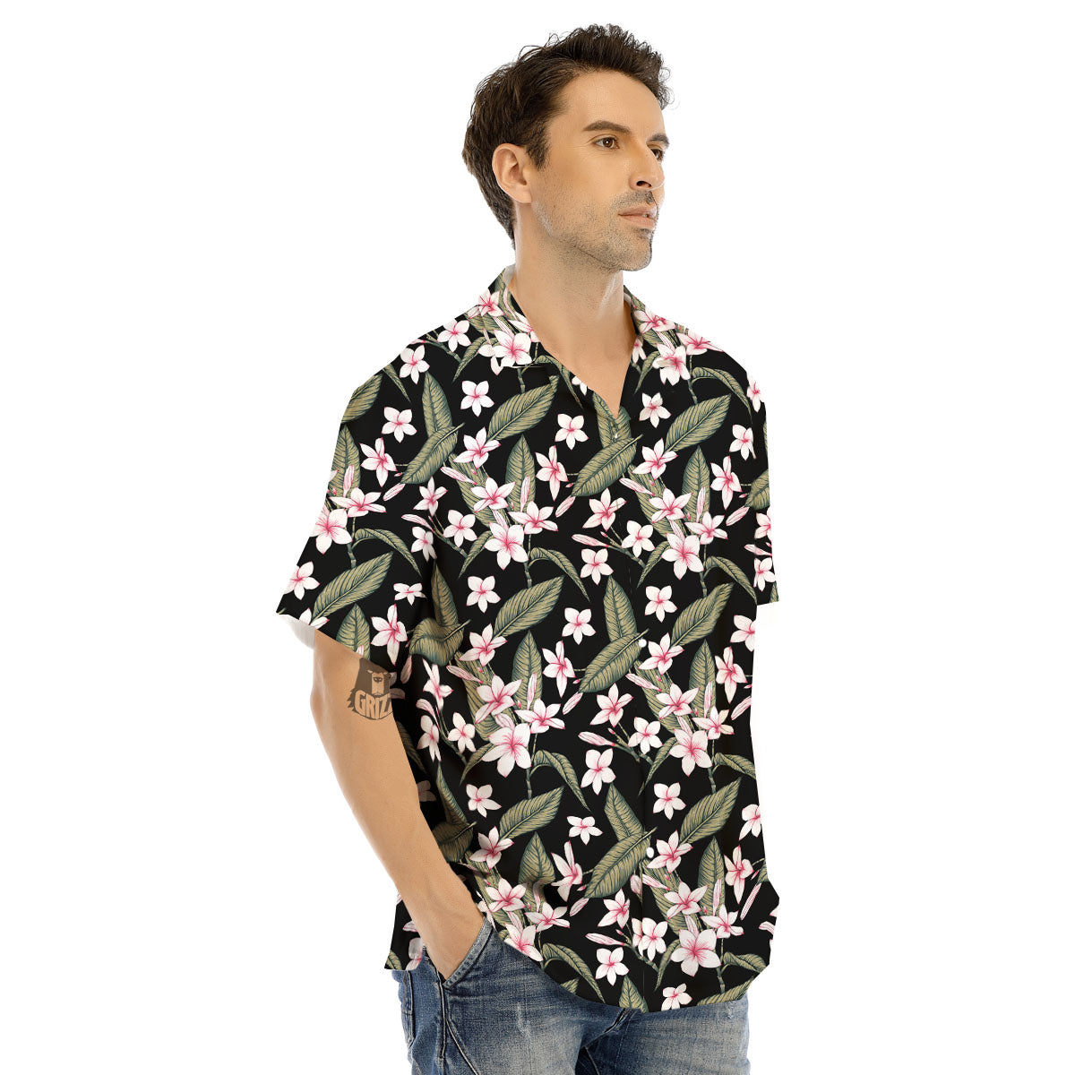 Flower Frangipani Print Pattern Men's Hawaiian Shirt-grizzshop