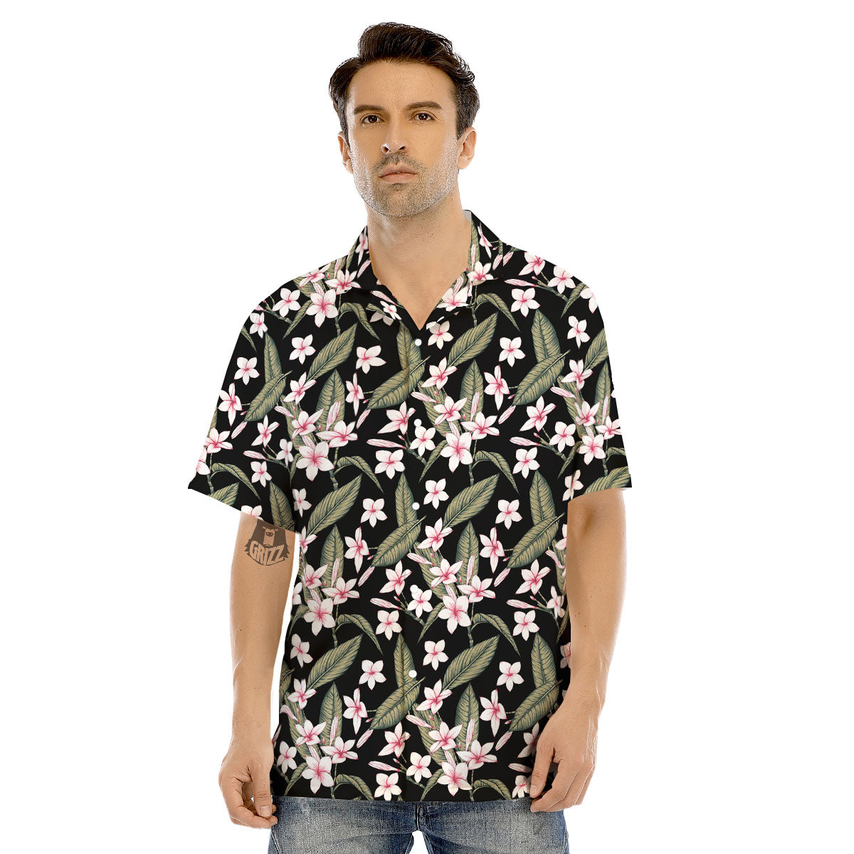 Flower Frangipani Print Pattern Men's Hawaiian Shirt-grizzshop