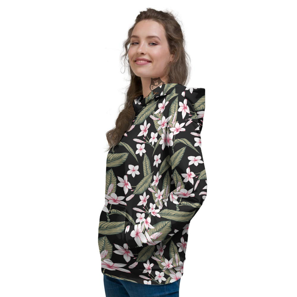 Flower Frangipani Print Pattern Women's Hoodie-grizzshop