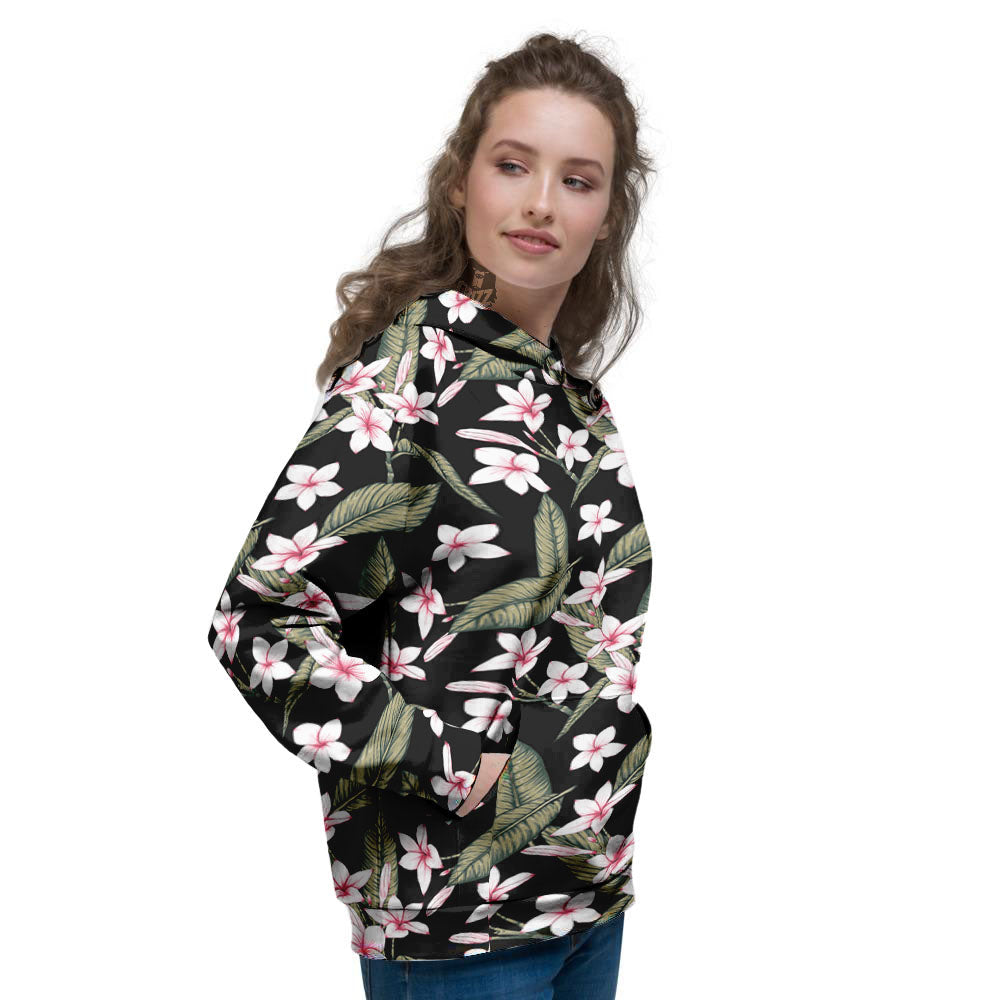 Flower Frangipani Print Pattern Women's Hoodie-grizzshop