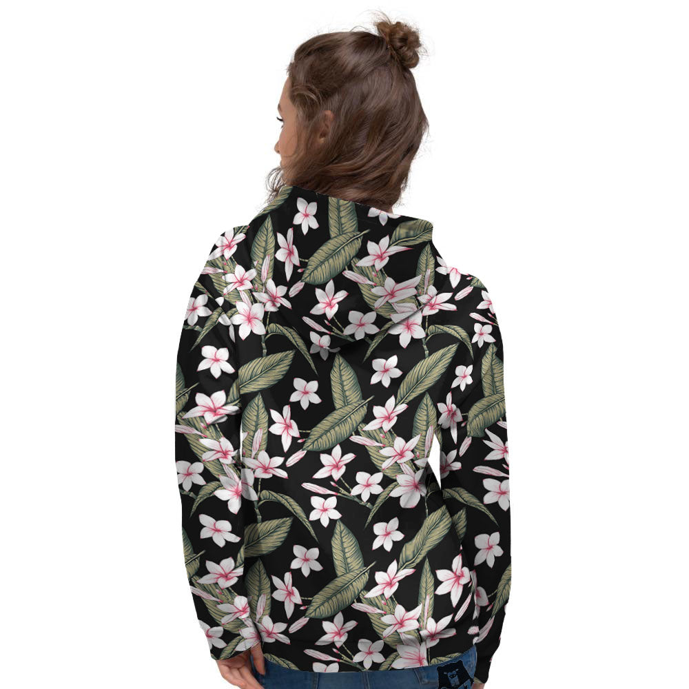Flower Frangipani Print Pattern Women's Hoodie-grizzshop