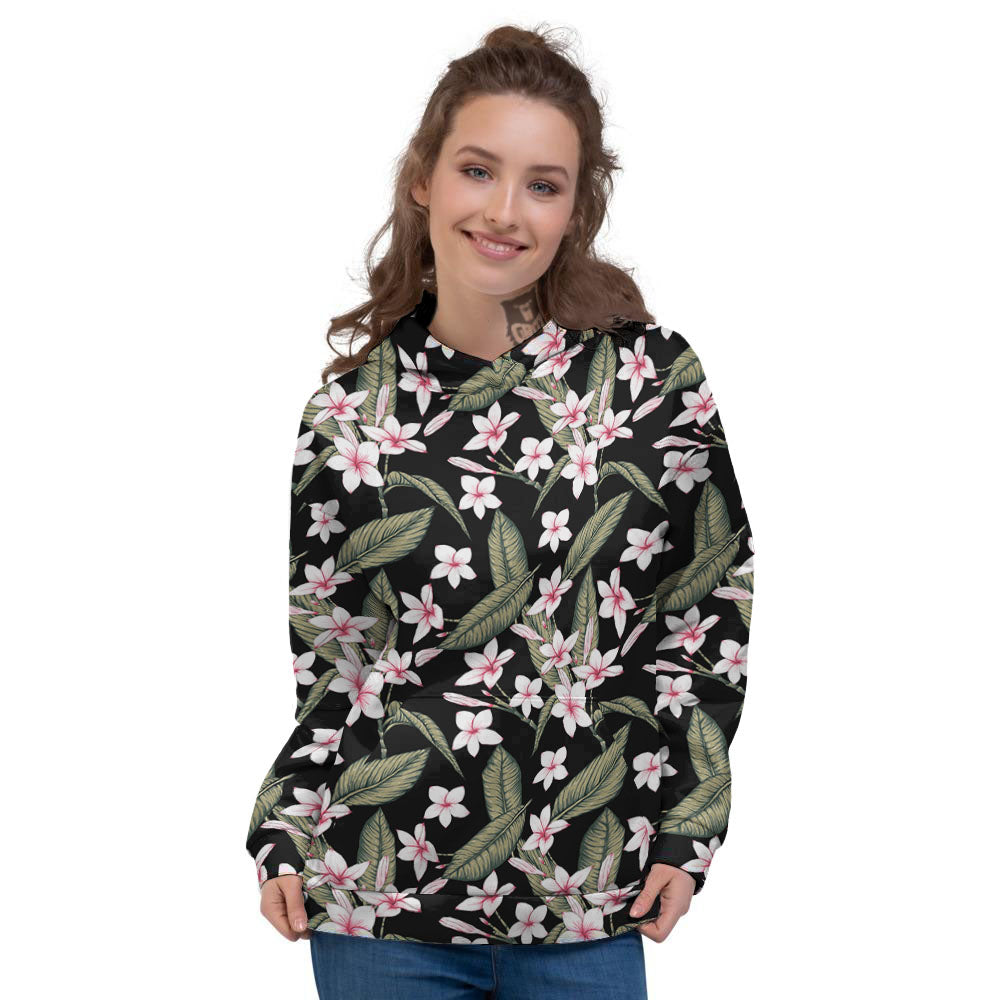 Flower Frangipani Print Pattern Women's Hoodie-grizzshop