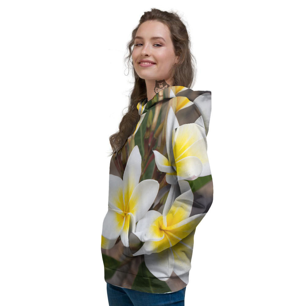 Flower Frangipani Print Women's Hoodie-grizzshop