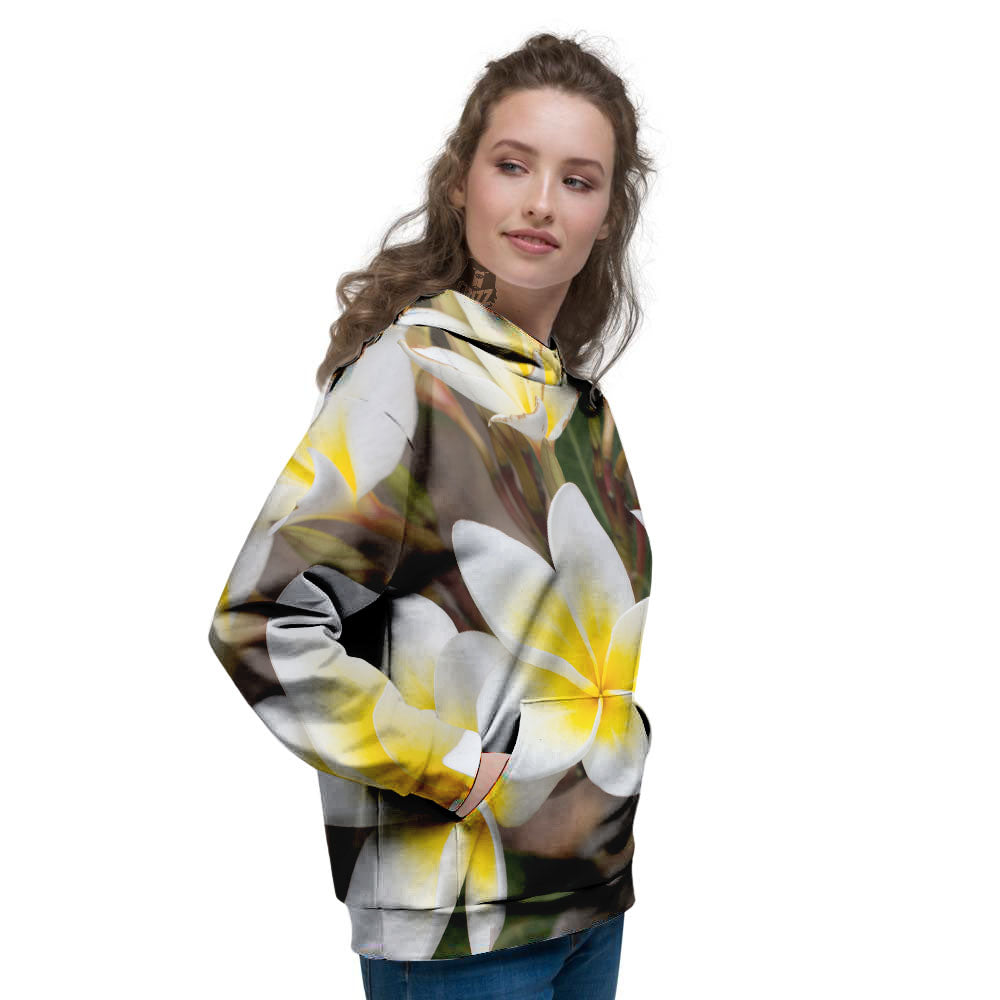 Flower Frangipani Print Women's Hoodie-grizzshop
