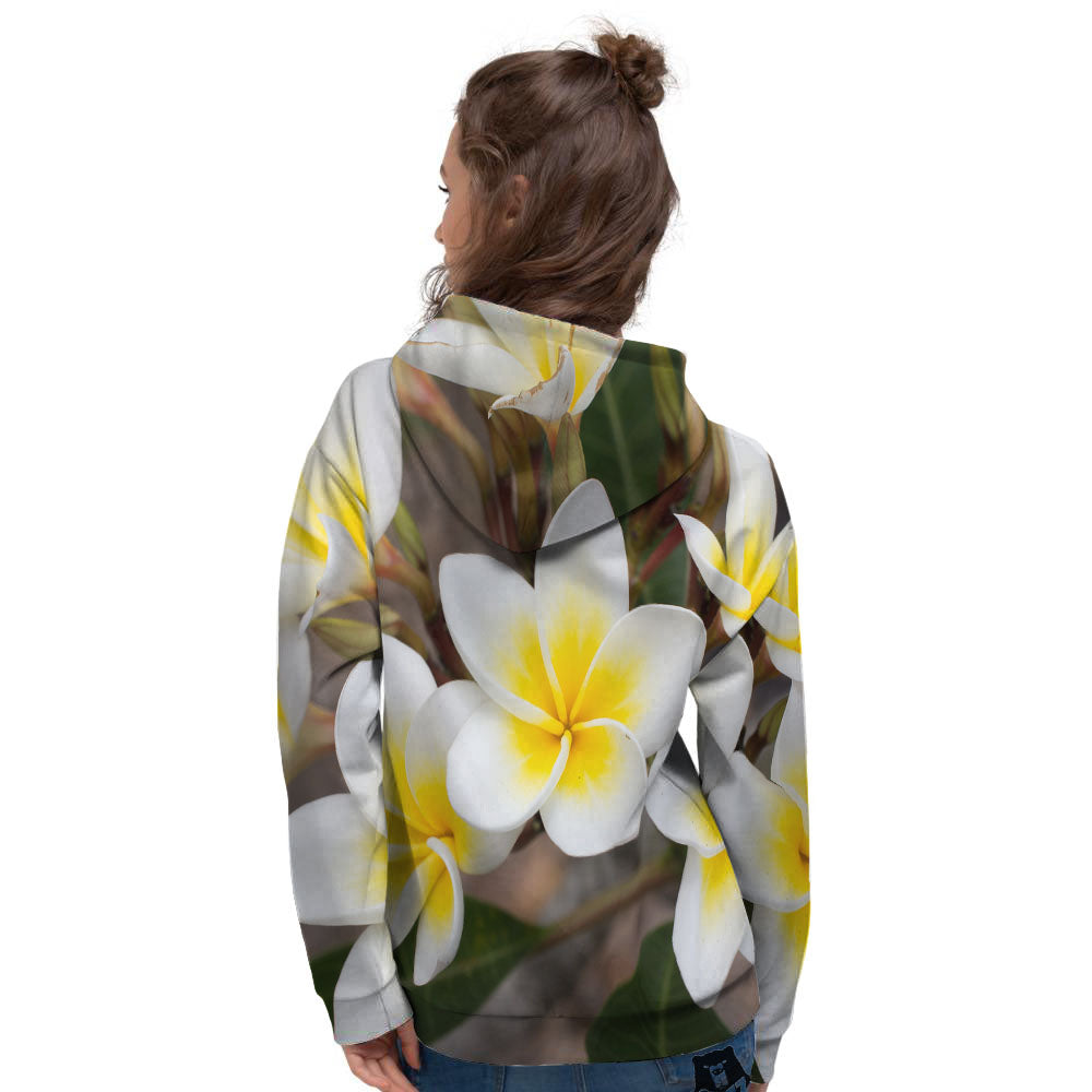 Flower Frangipani Print Women's Hoodie-grizzshop