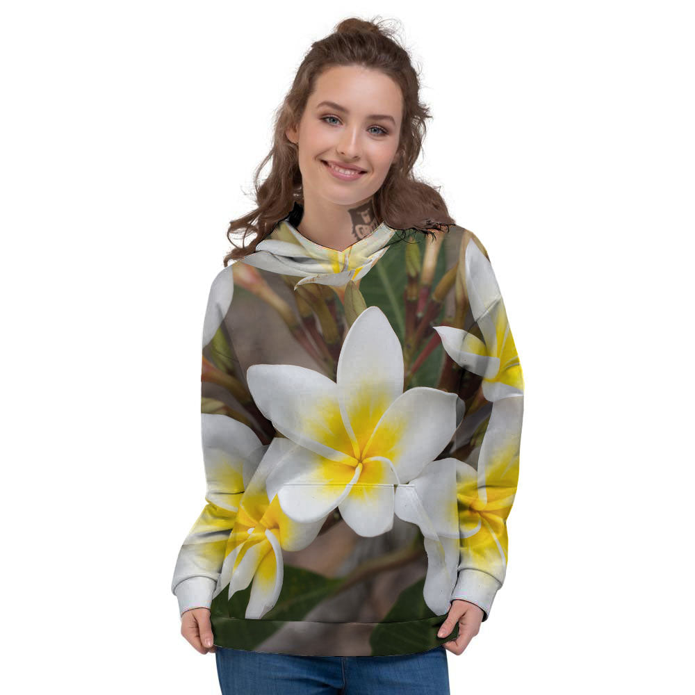 Flower Frangipani Print Women's Hoodie-grizzshop