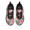 Flower Frangipani Tropical Print Pattern Black Sneaker-grizzshop