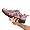 Flower Frangipani Tropical Print Pattern Black Sneaker-grizzshop