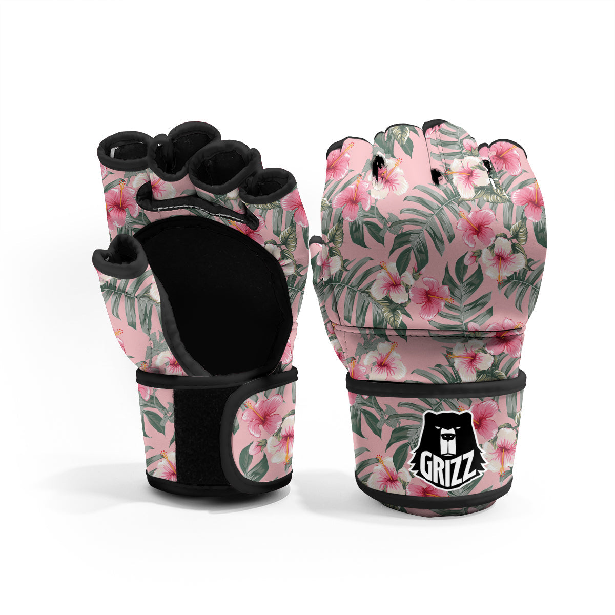 Flower Frangipani Tropical Print Pattern MMA Gloves-grizzshop