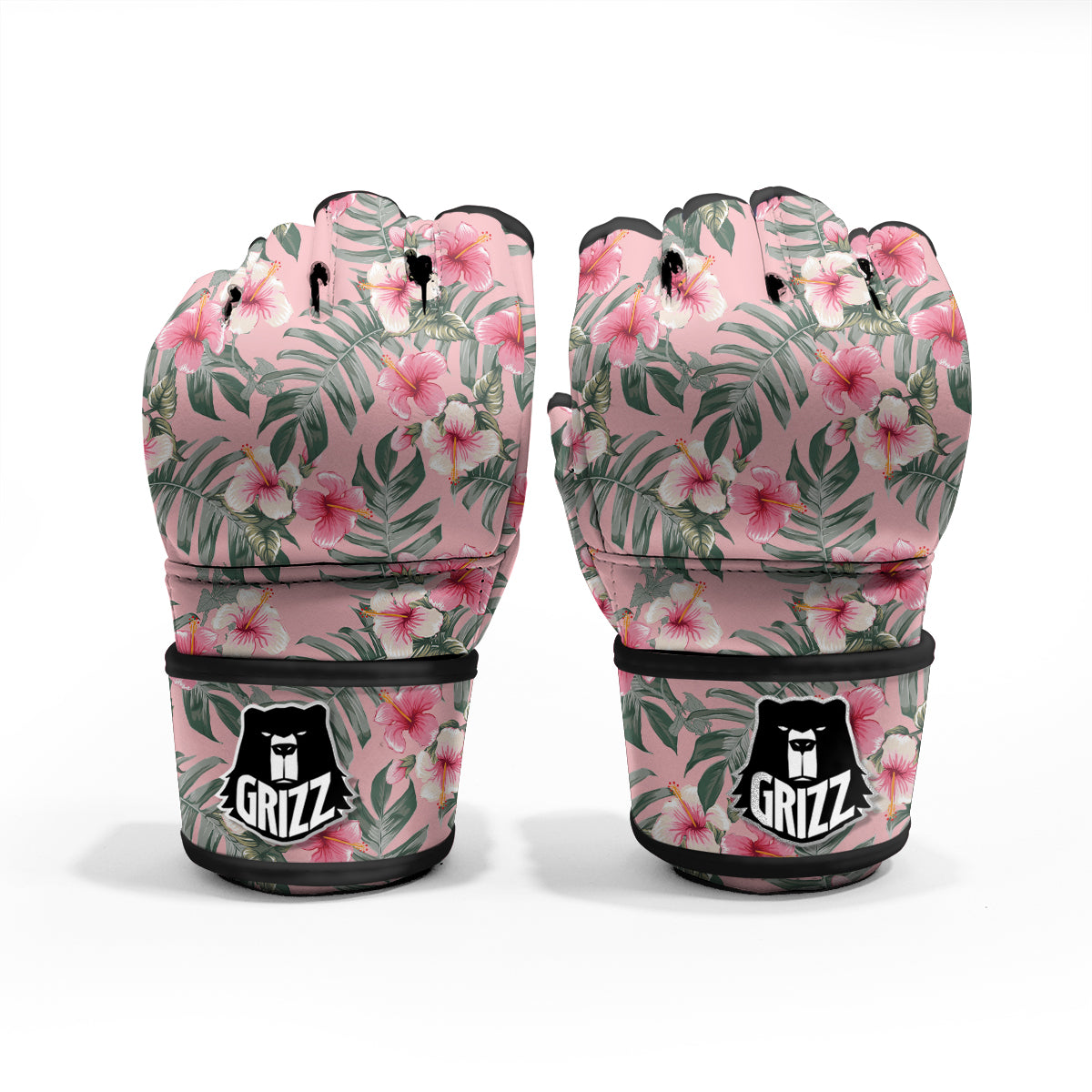 Flower Frangipani Tropical Print Pattern MMA Gloves-grizzshop