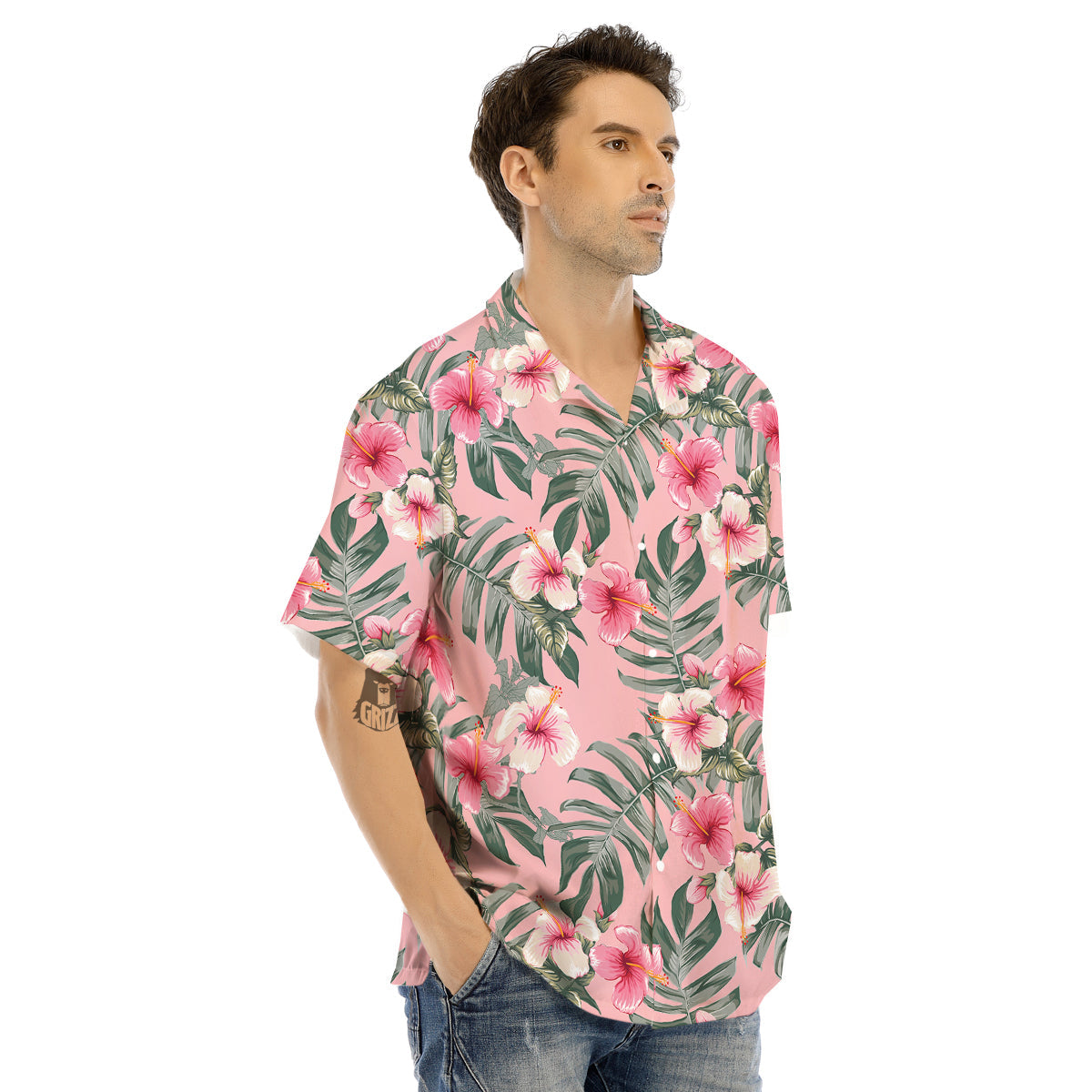 Flower Frangipani Tropical Print Pattern Men's Hawaiian Shirt-grizzshop
