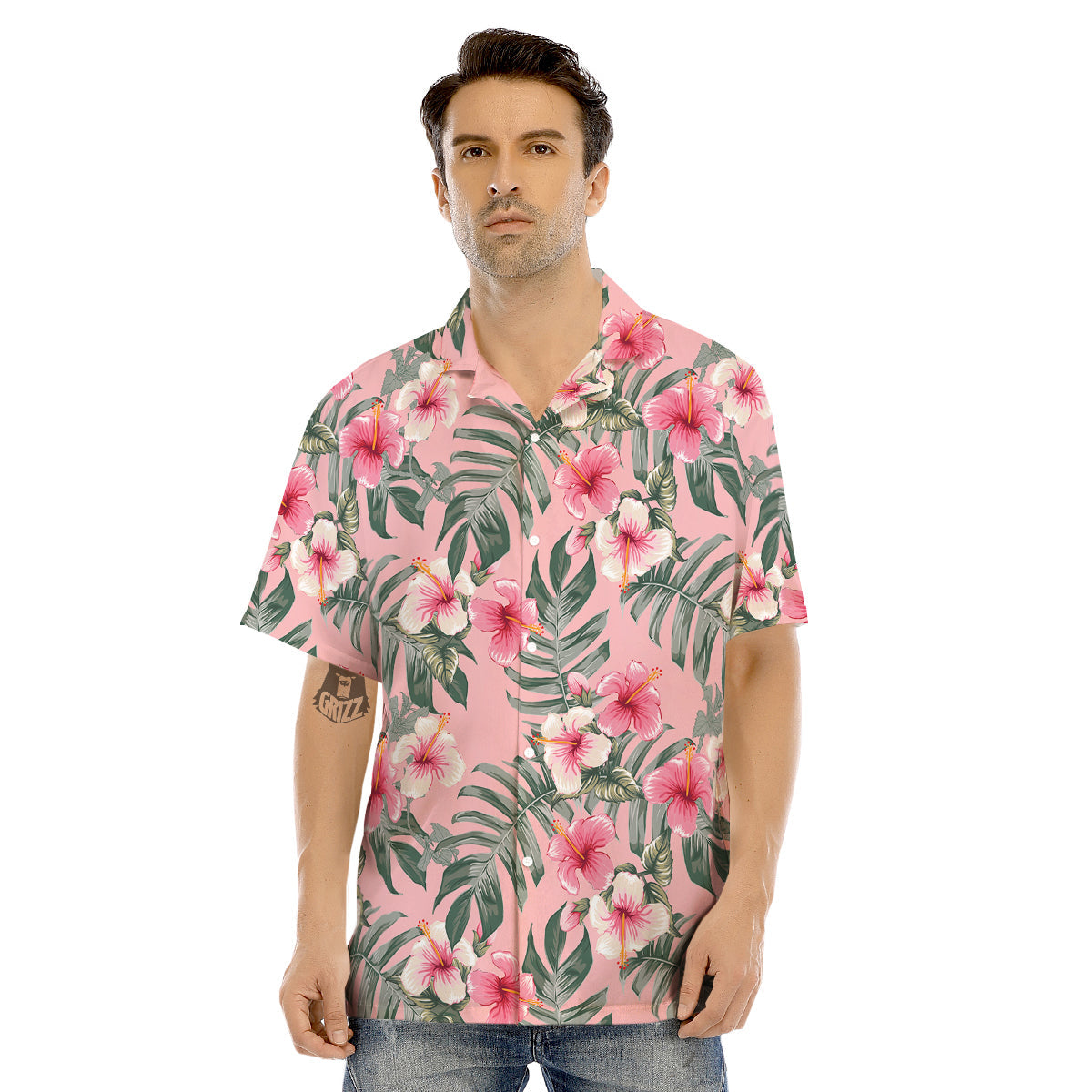 Flower Frangipani Tropical Print Pattern Men's Hawaiian Shirt-grizzshop