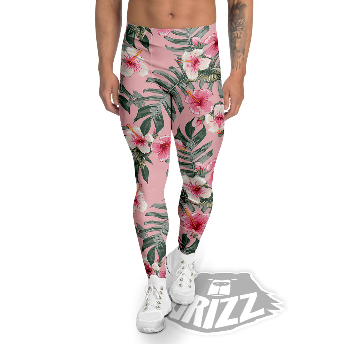 Flower Frangipani Tropical Print Pattern Men's Leggings-grizzshop