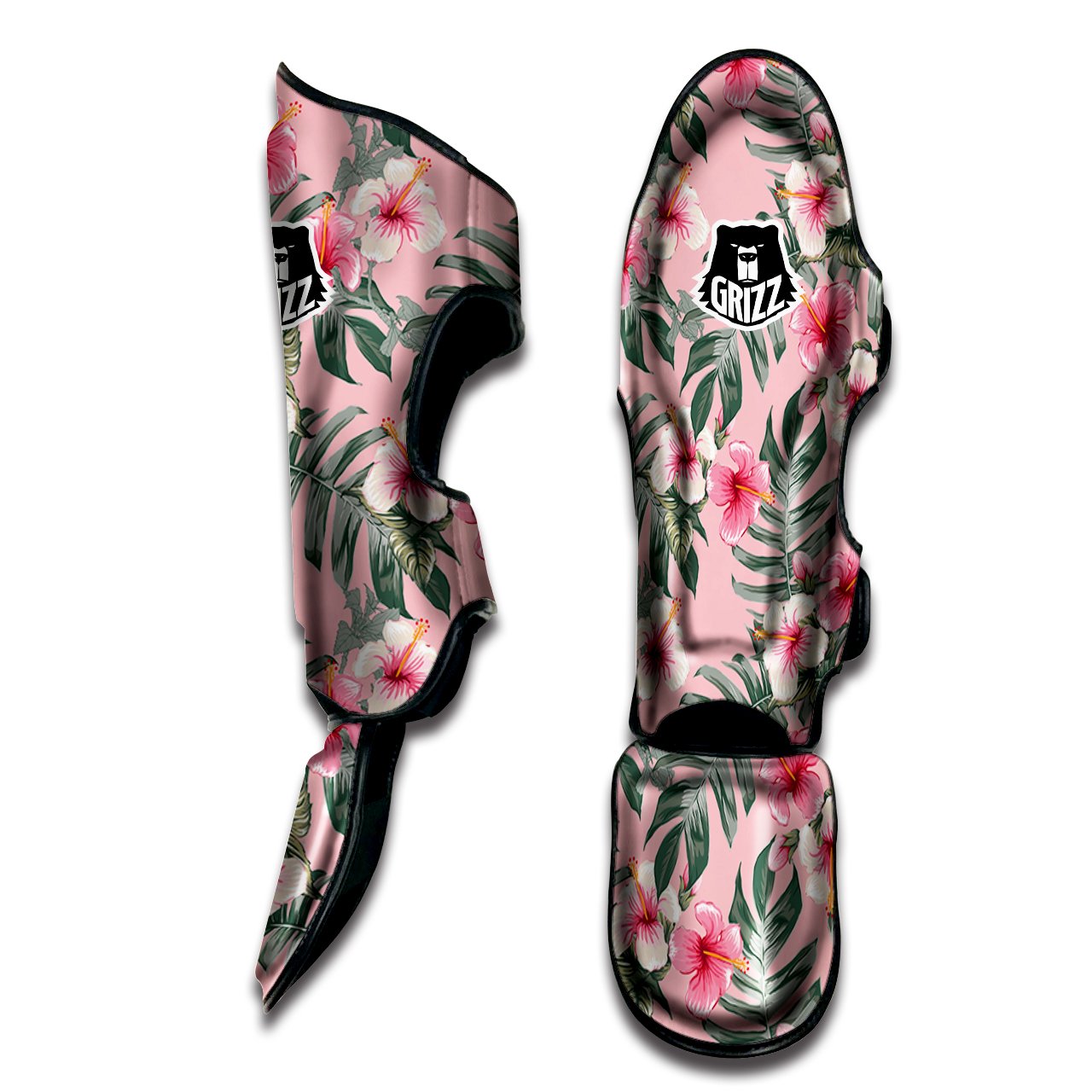 Flower Frangipani Tropical Print Pattern Muay Thai Shin Guards-grizzshop